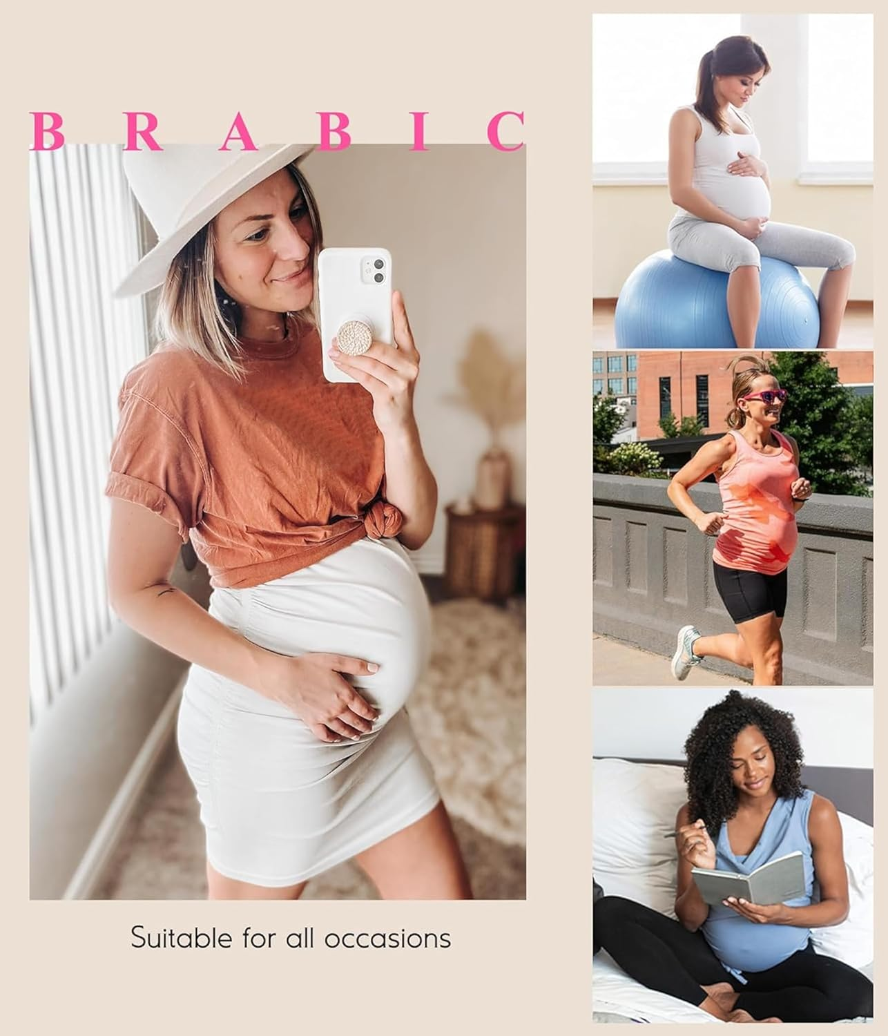 BRABIC Women&rsquo;S Seamless Maternity Panties High Waisted Pregnancy Underwear Belly Support Briefs over Bump 3 Pack image number 2