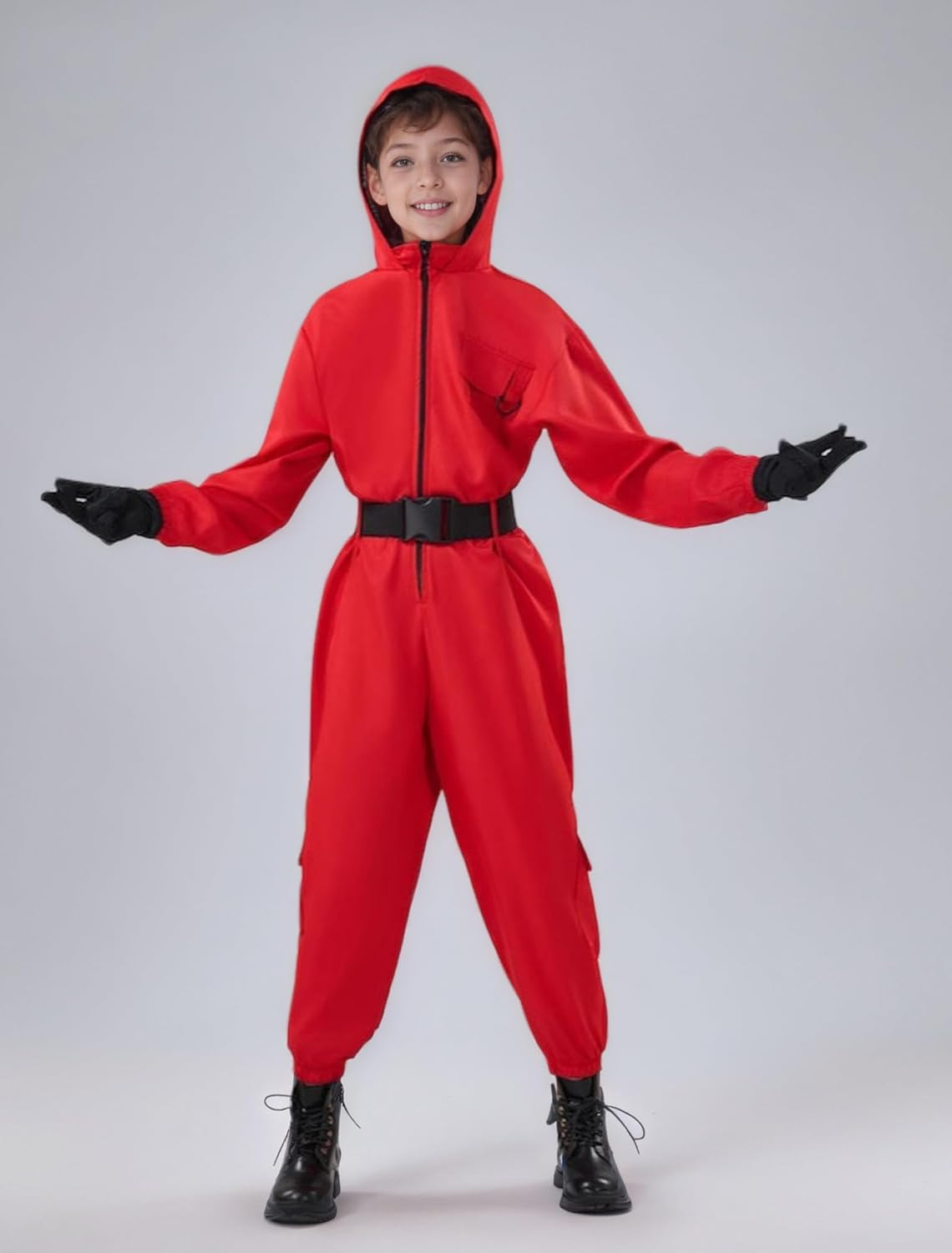 Red Jumpsuit Kids Carnival Casual Suit Set Halloween Cosplay Costume for Kids image number 1