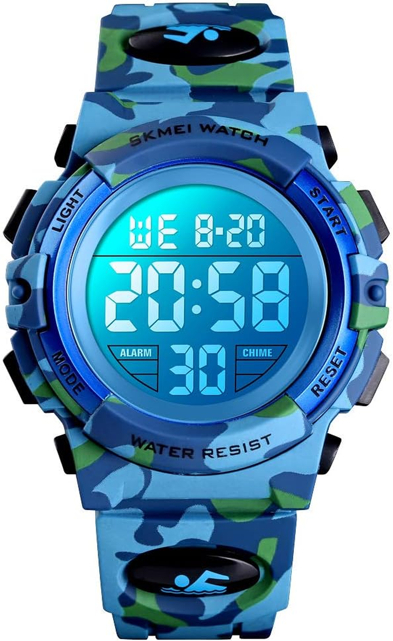 Kids Watch Boy Multi Function 50M Sports Waterproof LED with Alarm Wrist Stopwatch 12H/24H Watches for Boy Girls Digital Children Watch image number 5