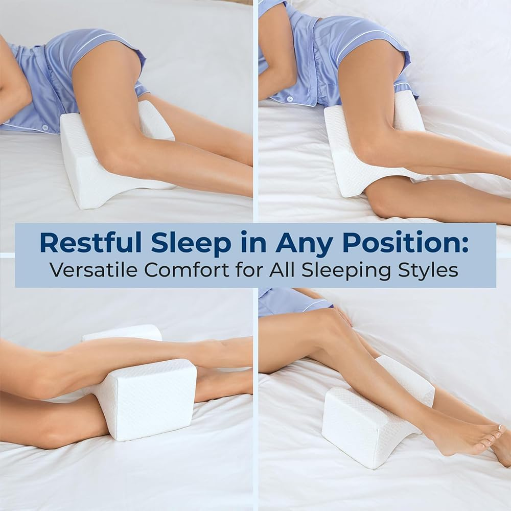 2 Pack Knee Pillow for Side Sleepers &ndash; Memory Foam Leg Pillow for Hip, Sciatica & Lower Back Pain Relief &ndash; between Legs Support Cushion for Pregnancy, Spine Alignment image number 4