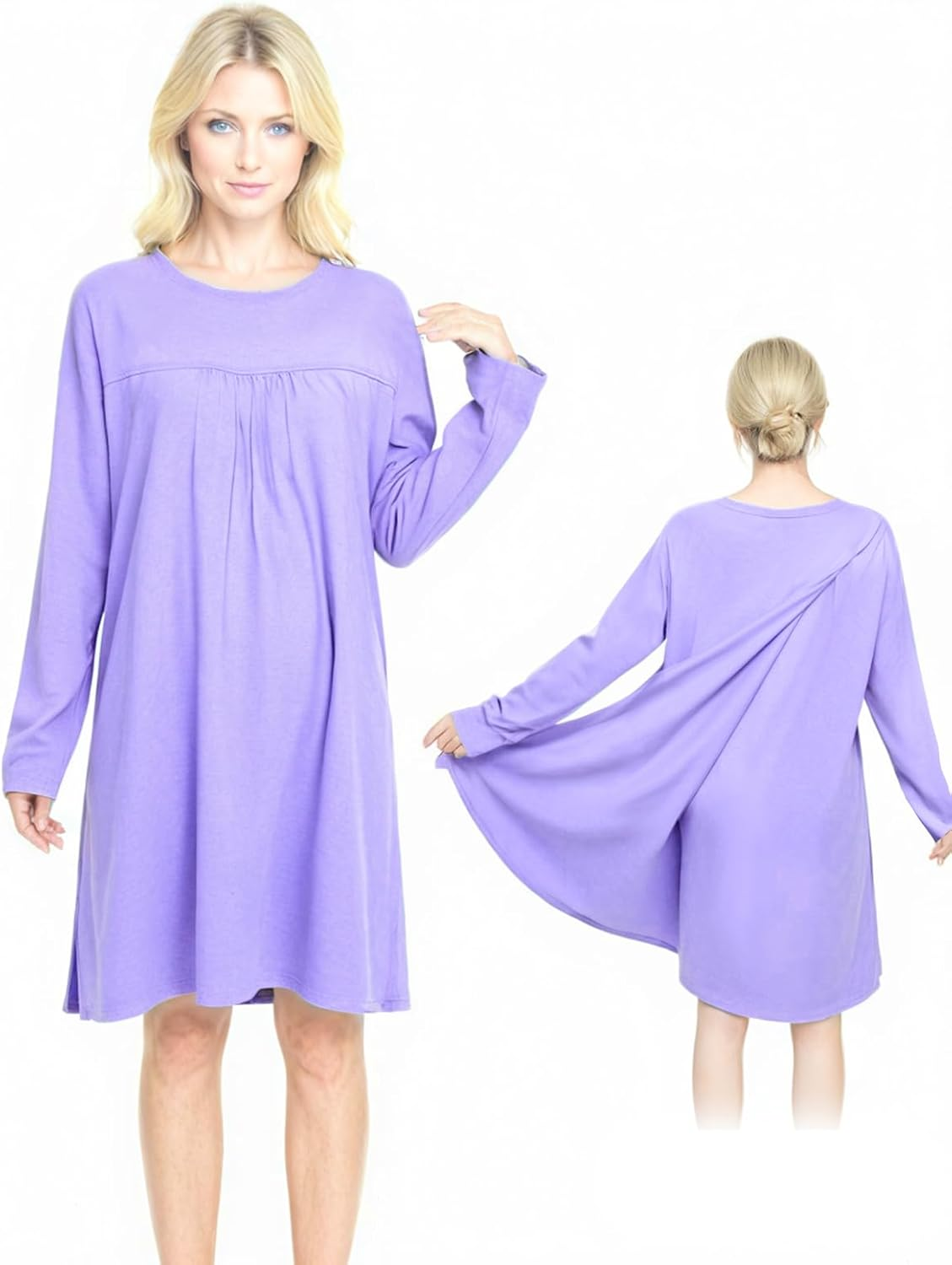 Open Back Hospital Gowns for Women Long Sleeve Open Back Dress Nursing Gowns Post Shoulder Surgery Dress image number 3