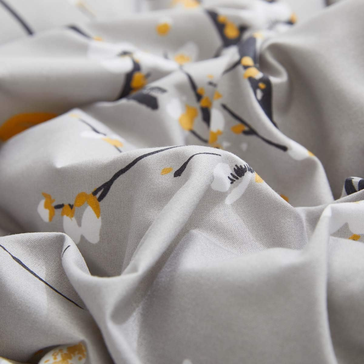 Gray Comforter Sheet Set Bed in a Bag 7 Pieces Queen Size Tree Branch Bloom Flower Spring Summer Bedding Set (1 Comforter 2 Pillow Shams 1 Tan Flat Sheet 1 Fitted Sheet 2 Pillowcases) image number 1