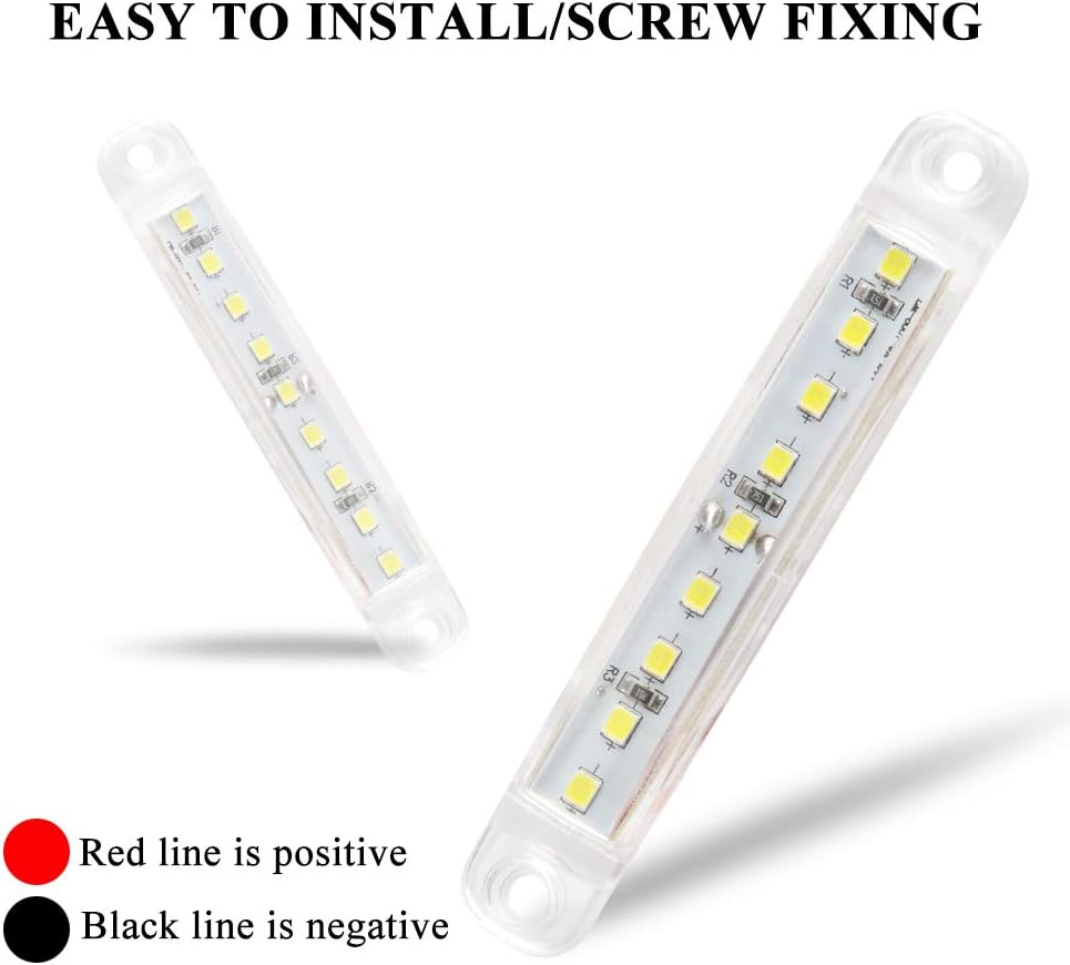 10Pcs 3.9" White 9 LED Side Marker Lights 12-24V,Bright Indicator Light Front Rear Side Position Lamps for Car Truck Trailer Camper Van Lorry RV Marker Lights - Black image number 5