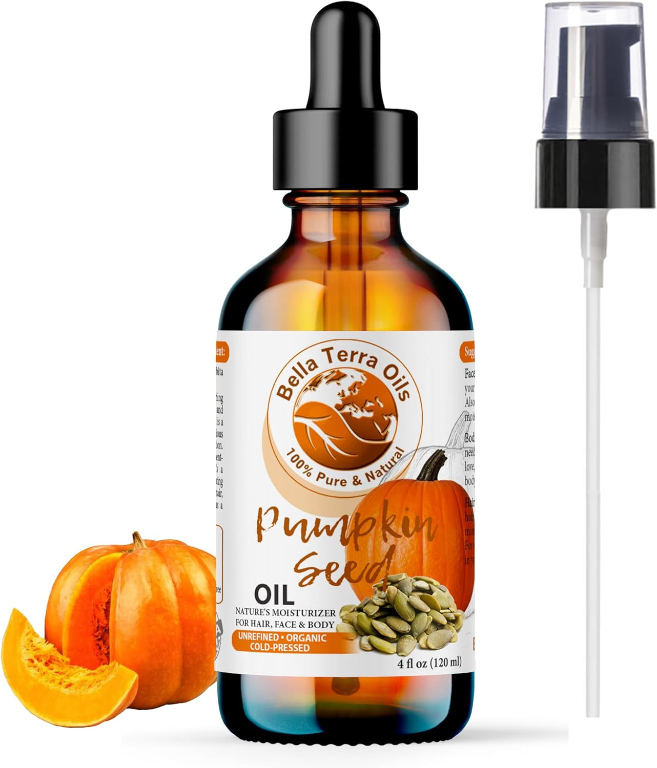 NEW Pumpkin Seed Oil. 120Ml Cold-Pressed. Unrefined. Organic. 100% Pure. Anti-Ageing. Hexane-Free. Fights Wrinkles. Softens Hair. Natural Moisturiser. for Hair, Face, Body, Nails, Beard, Stretch Marks. image number 2