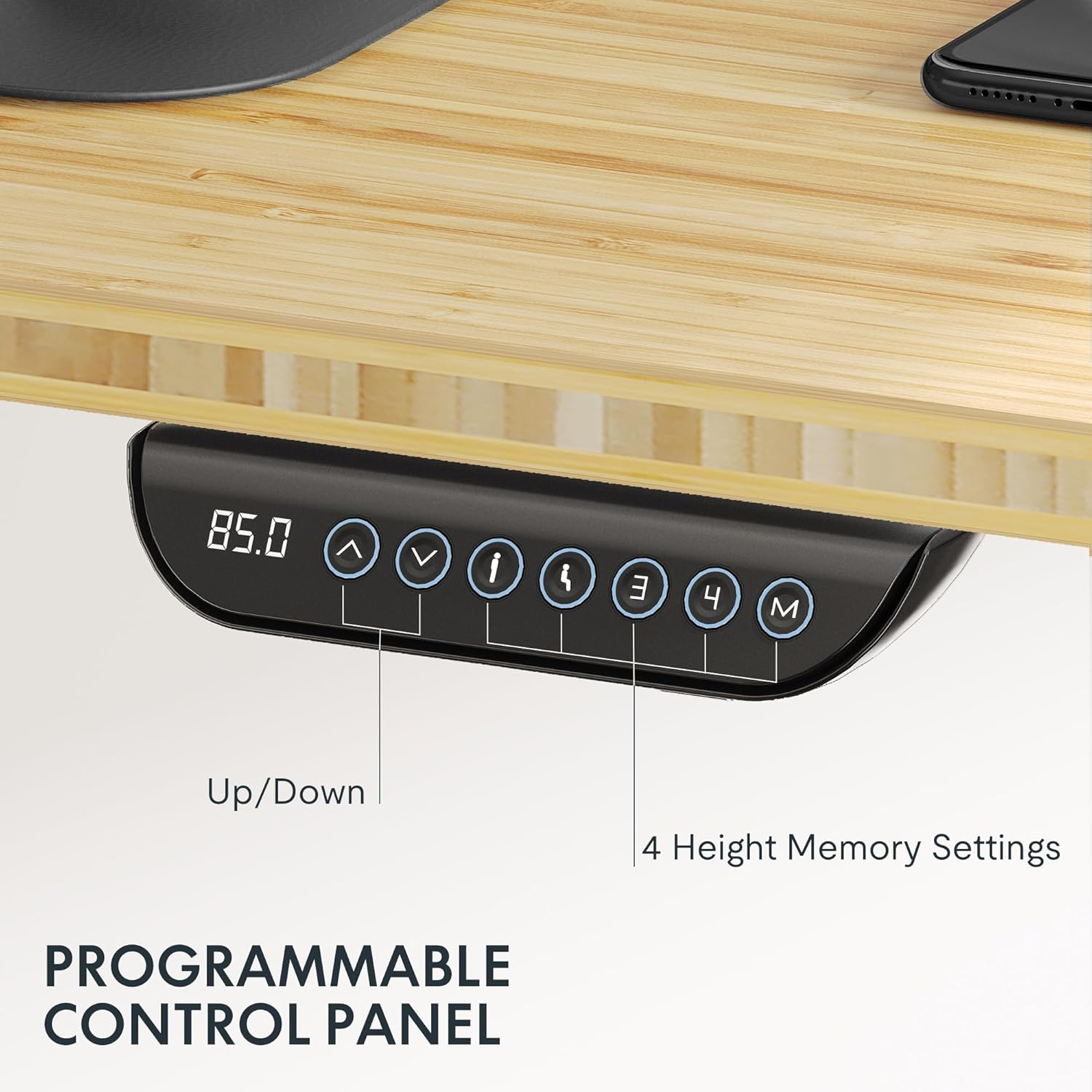 FLEXISPOT E6 Bamboo Dual Motor 3 Stages Standing Desk 180X75 Cm Whole-Piece Board Electric Height Adjustable Desk Stand up Desk Large Load Capacity(Black Frame + Bamboo Desktop) image number 3