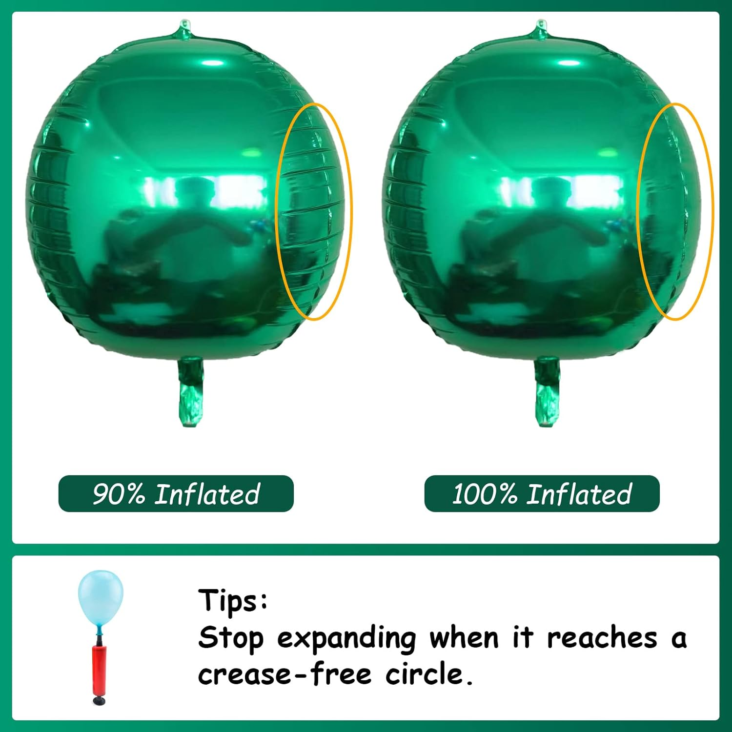 Metallic Green Balloons 22 Inch, 8Pcs Large 4D Green Mylar Foil Balloons, Dark Green 360 Degree 4D Sphere Ball Orb Balloons for Christmas Safari Jungle Theme Birthday Party Decoration Supplies