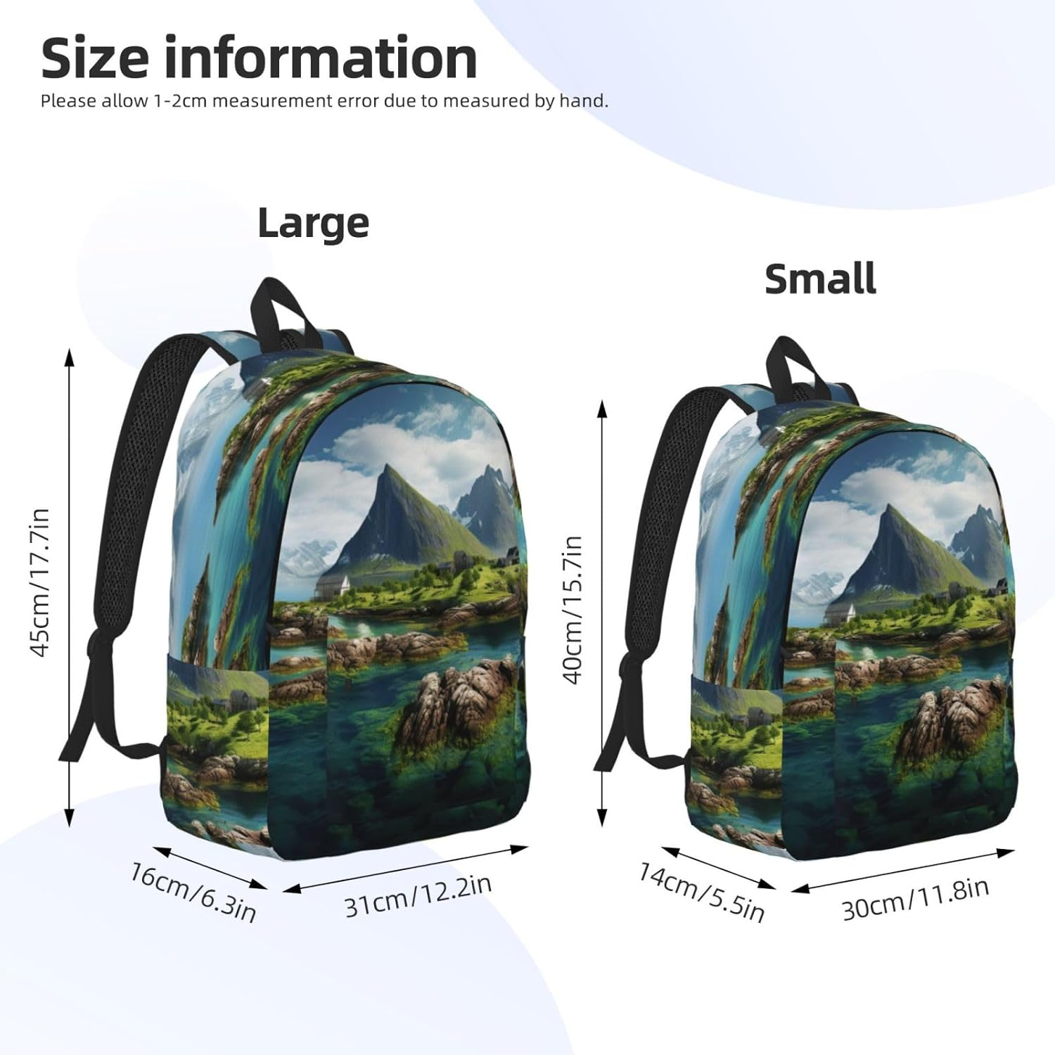 DRTGEDS Norway Islands Backpacks Lightweight with 1 Main Compartment, Shoulder Rucksack Carry-On image number 2