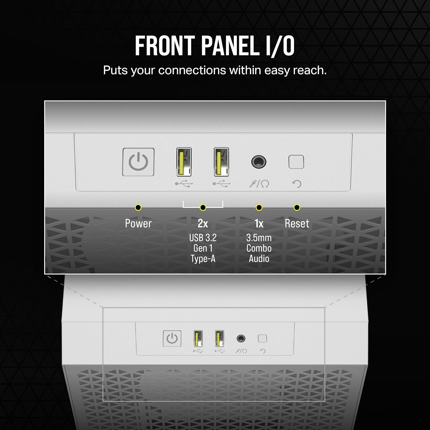 CORSAIR 3000D Airflow Mid-Tower PC Case - White - 2X SP120 Elite Fans - Four-Slot GPU Support &ndash; Fits up to 8X 120Mm Fans - High-Airflow Design
