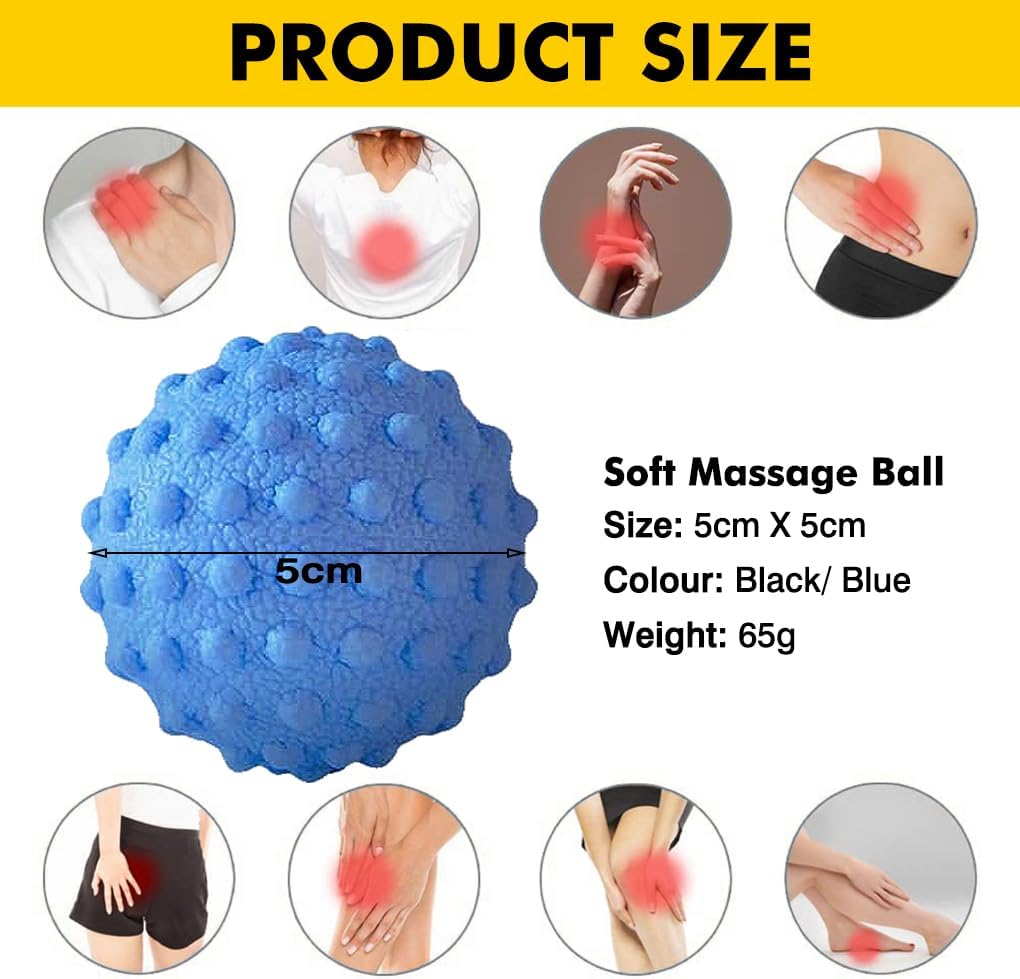 Vivva Massage Ball - Trigger Deep Tissue Back Massage, Foot Massager, Plantar Fasciitis & All over Body Deep Tissue Muscle Therapy (Blue)
