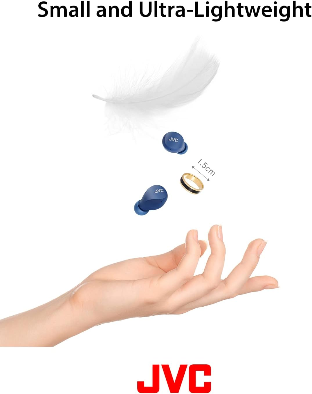 JVC HA-Z66T-A Gumy Mini Wireless Earbuds, Small, Ultralight, 3 Sound Modes (Bass/Clear/Normal), Waterproof (IPX4), 23 Hours Battery Life, Bluetooth 5.1, (Blue) HA-Z66T-A-E, In-Ear