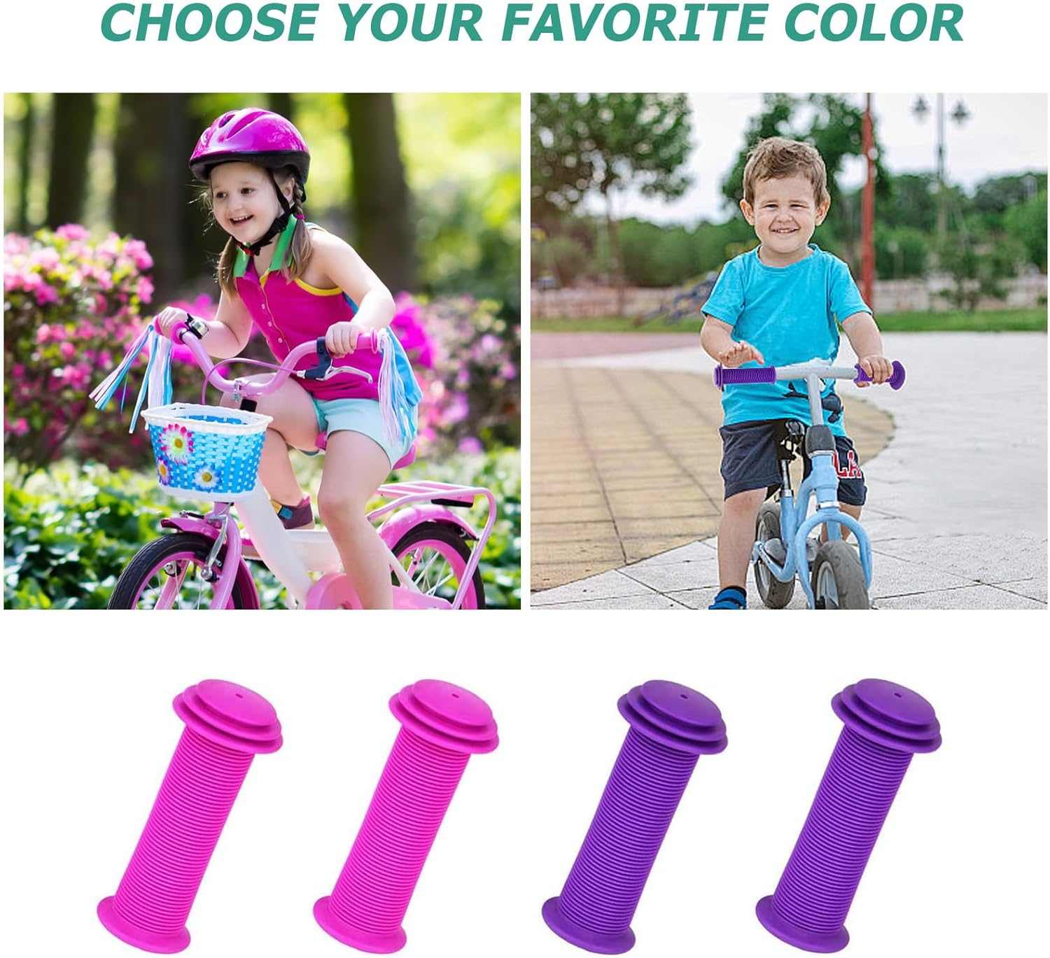 Bike Handlebar Grips, 4 Pcs Anti-Slip Soft Rubber Handlebar Grips for Universal Kids Bikes, Balance, Scooter, and Folding Bikes,Comfortable & Safe Bicycle Handle Bar Grips image number 6
