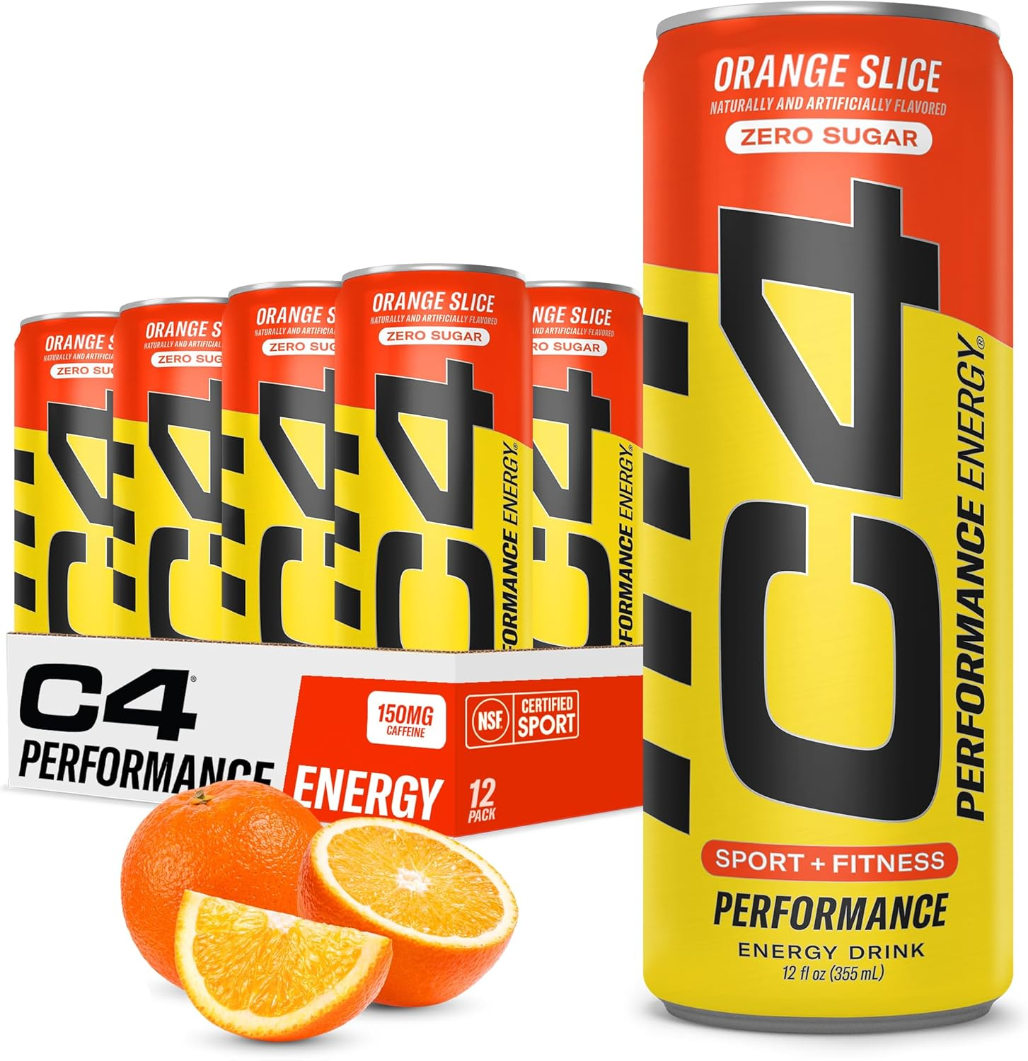 C4 Original Sugar Free Energy Drink | Orange Slice | Pre Workout Performance Drink with No Artificial Colors or Dyes,12 Fl Oz (Pack of 12) image number 1