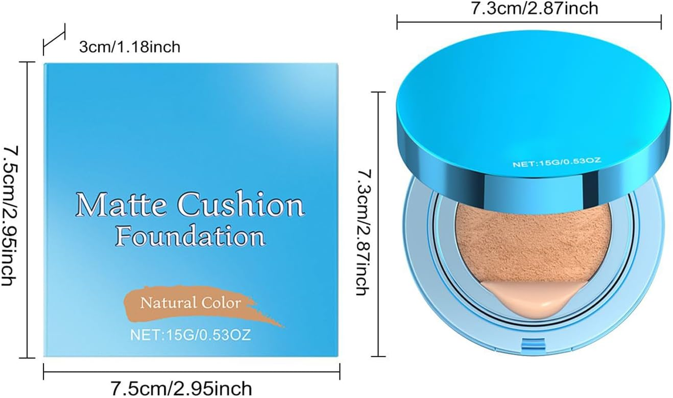 Cushion Foundation - Moisturizing Foundation Air Cushion Long-Lasting - Brightening Makeup Concealing Cream for School Traveling Party Business Trip Camping - Natural image number 6