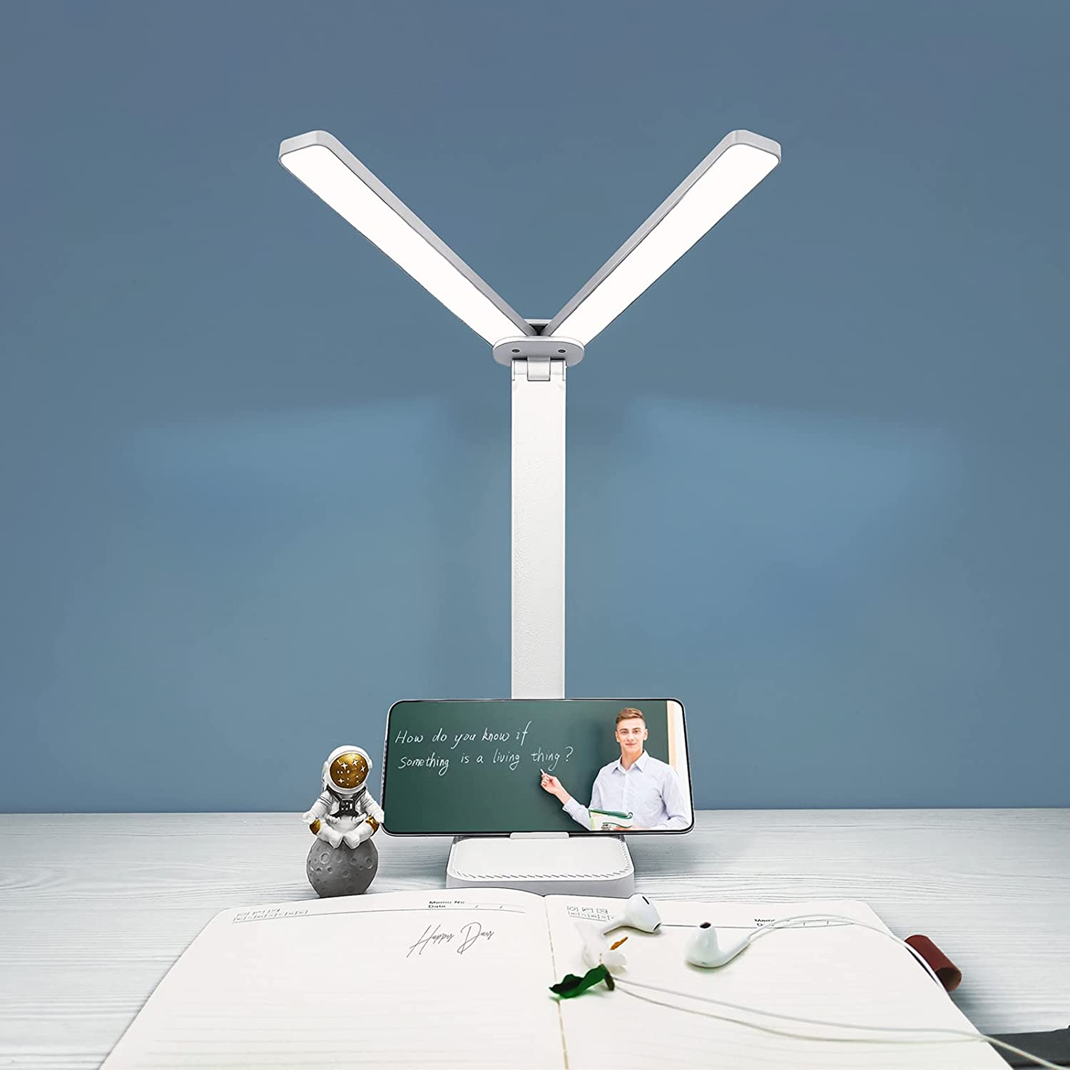 Pink Desk Lamp for Home Office,Portable Cute Small Desk Lamp with 3 Lighting Modes, Battery Operated Rechargeable Desk Light for Kids, Reading,Studying,Dormitory, Pink image number 2