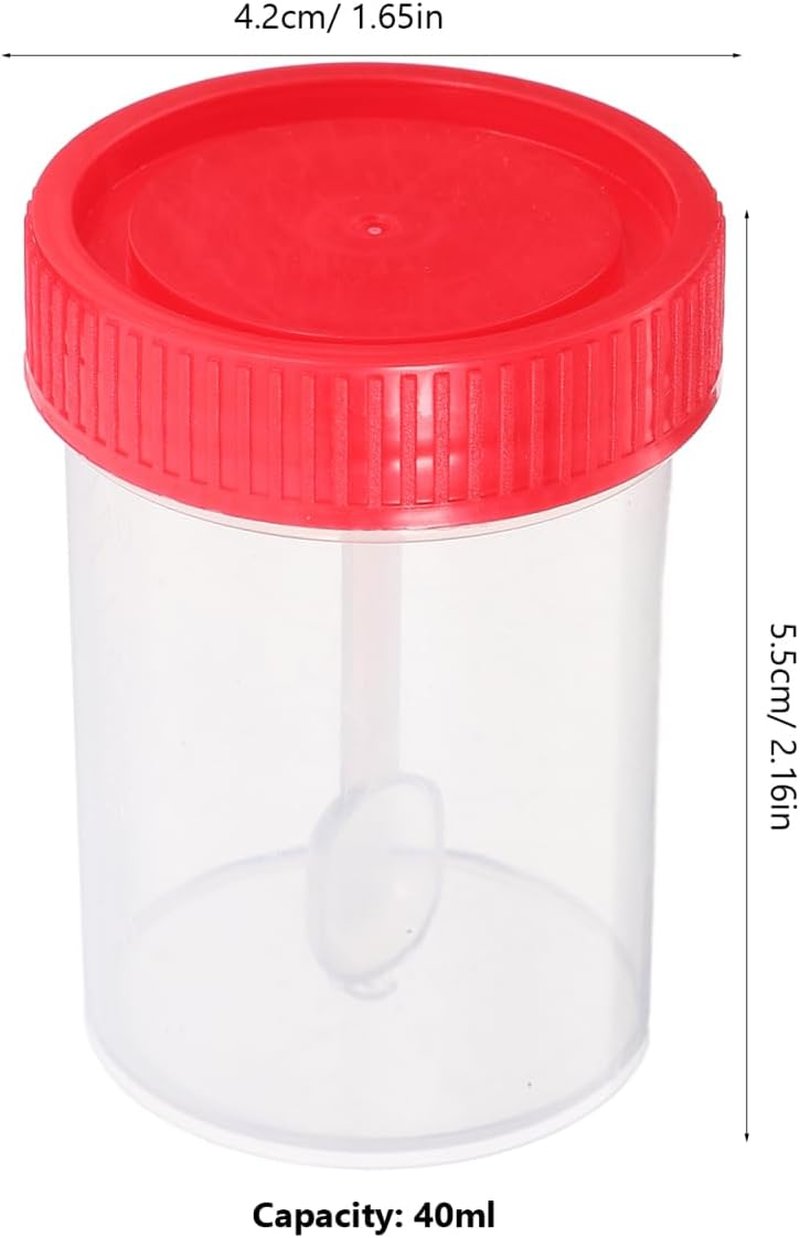50 Pcs 40Ml Stool Specimen Cups with Leak-Proof Spiral Caps for Laboratory Sample Collection and Medical Testing Random Colours