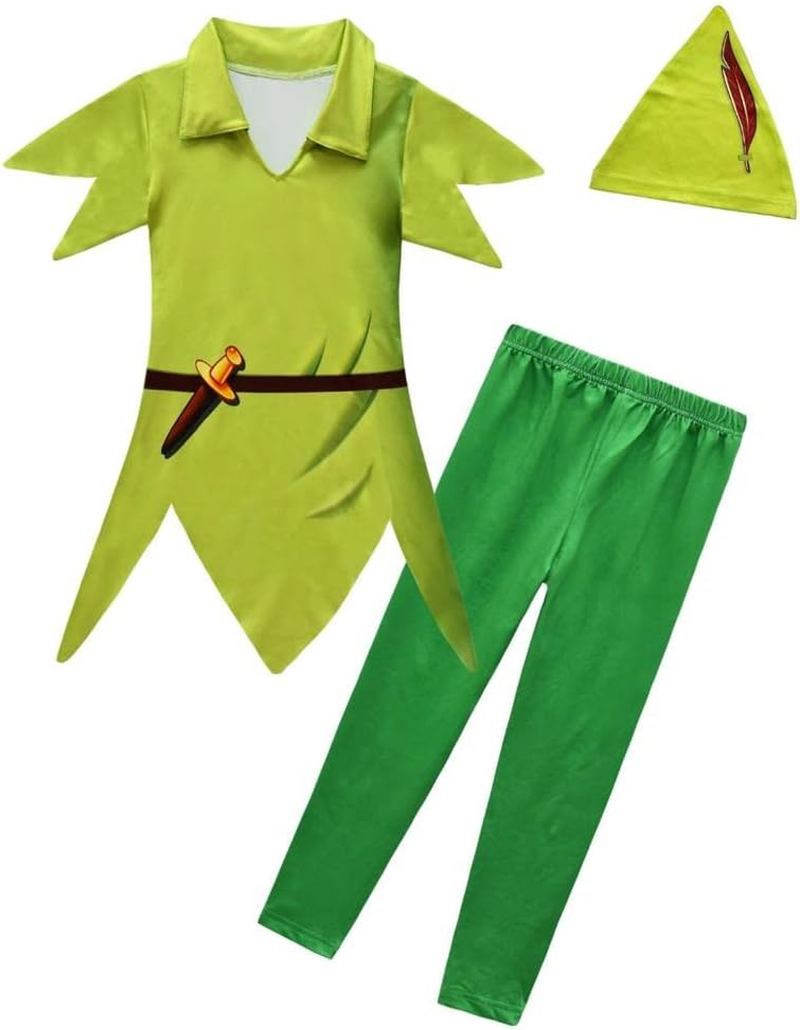 Dressy Daisy Peter Pan Costume with Hat for Toddler Kids Boys Halloween Fancy Party Dress up Outfit Set Size 3 to 14 image number 4