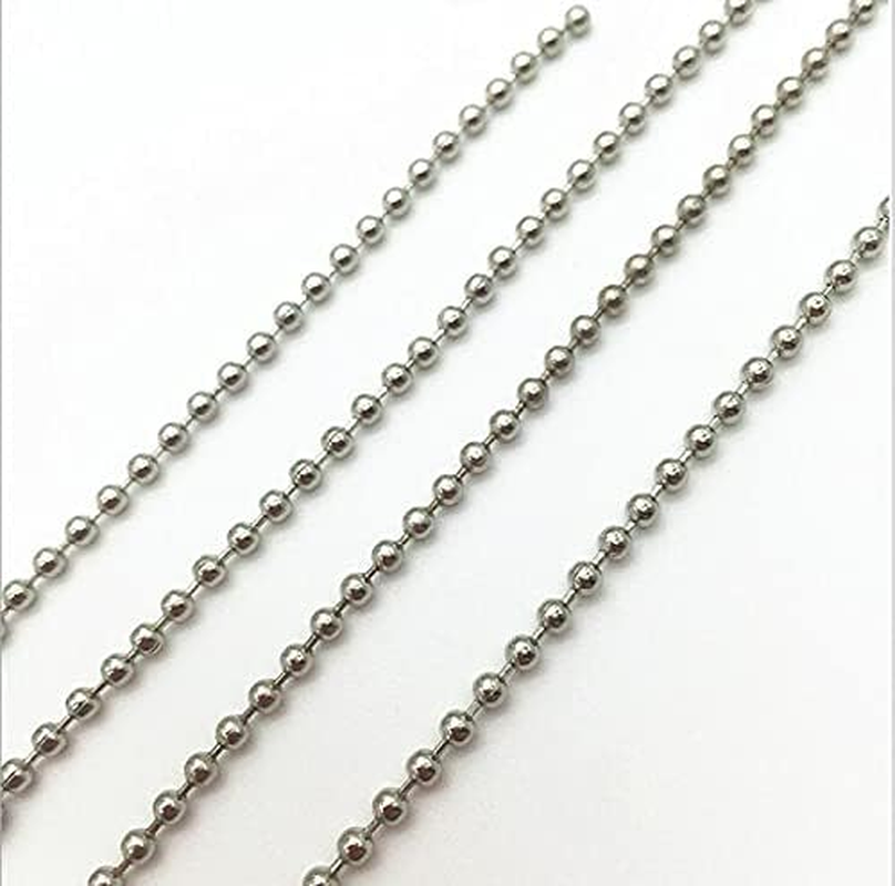 KONMAY 30Pcs 2.4Mm Size #3 304L Grade Stainless Steel Military Dog Tag Bead Ball Chain Necklace with Connectors image number 4