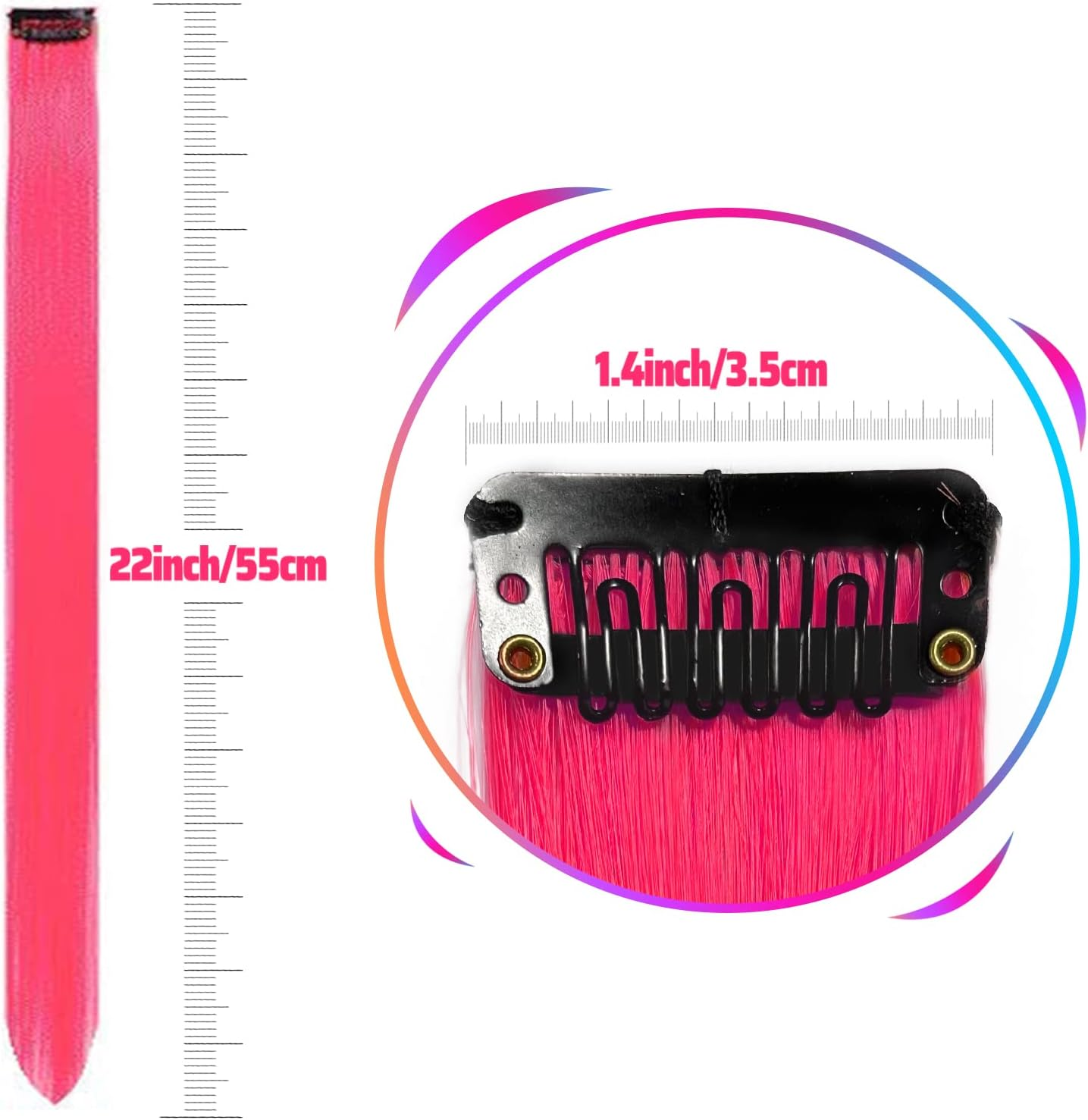 Coloured Hair Extensions Clip in for Girls 22 Inch Colourful Straight Hair Extensions for Party Highlights Hair Accessories Hairpieces for Children Women (10 Pieces Peach Pink) - Blonde image number 4