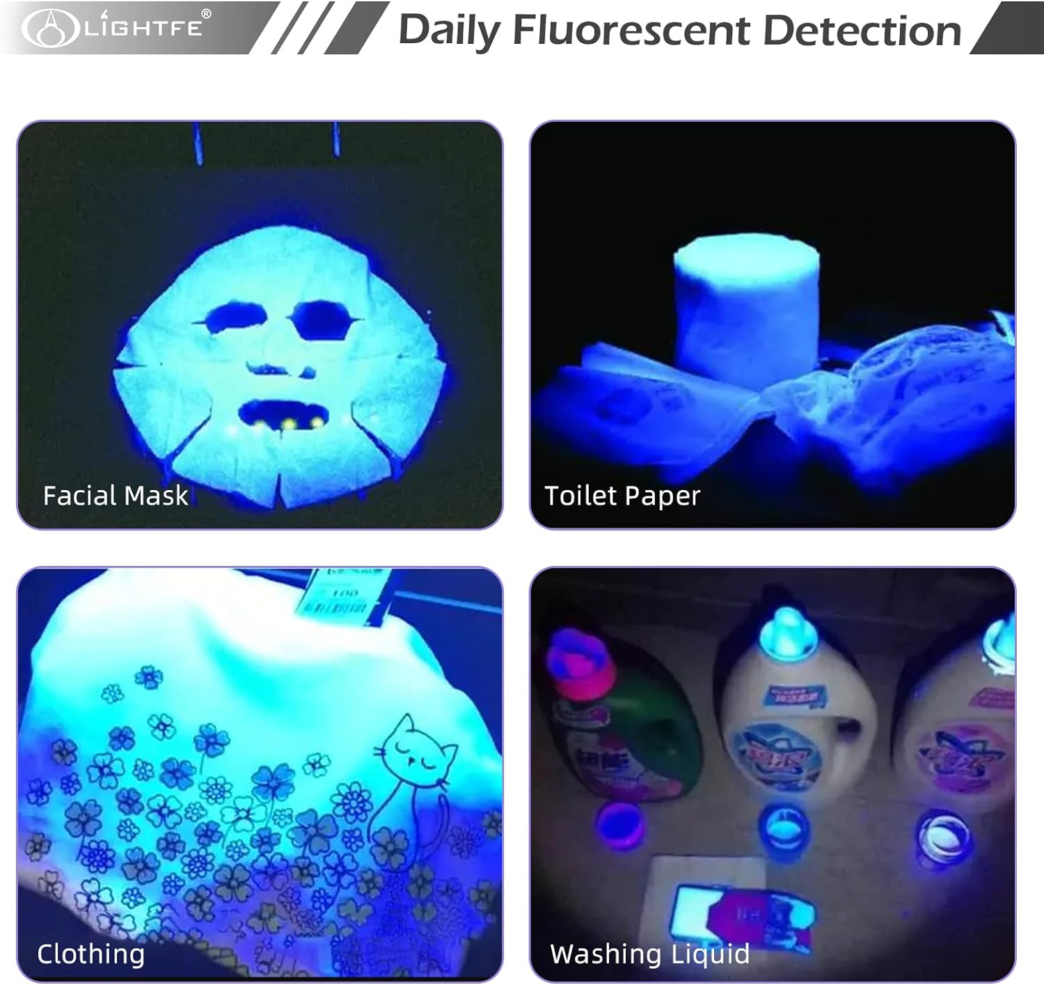 LIGHTFE D11A UV Flashlight 395Nm High Power Black Light - Ideal for UV Glue Curing, Rock and Mineral Identification, Fluorescent Agents, Pet Urine, Stain Detection, AC Leakage Detection