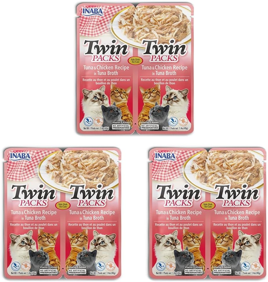 Inaba Cat Twin Packs Tuna Chicken in Tuna Brth Cat Treat, 80 G (Pack of 3)