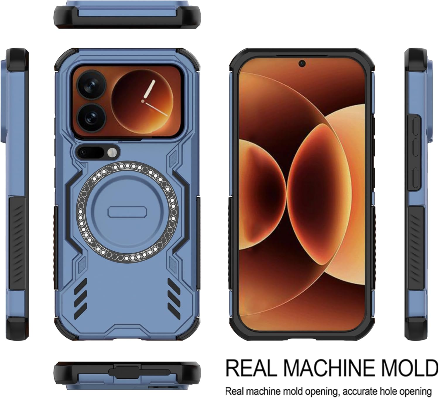 ESHUYI Magnetic Case for Xiaomi 17 Pro, Magsafe Compatible, Shockproof Hard Case with Air Cushion Corners, Heat Dissipation, TPU+PC Hybrid Mobile Phone Case, Blue image number 1