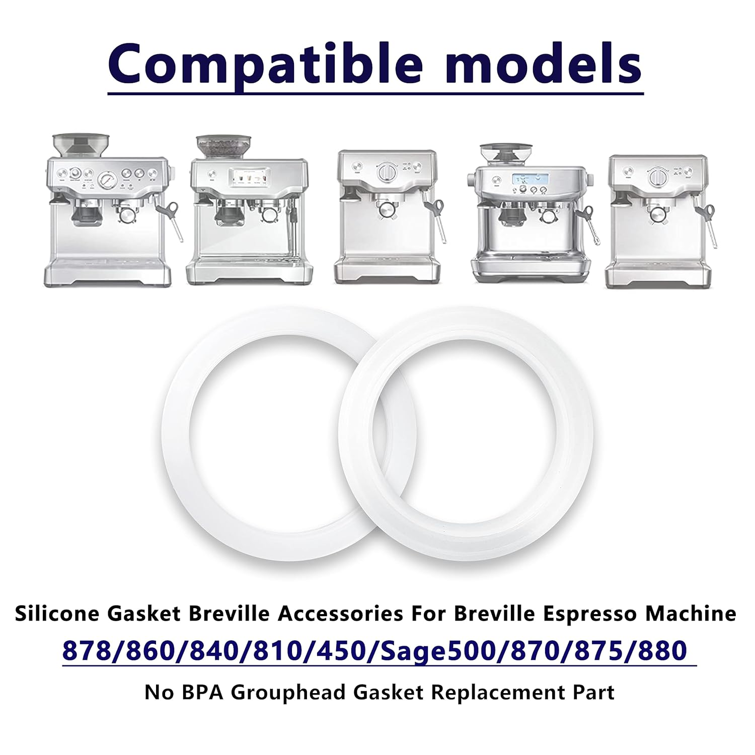 NEOUZA 54Mm Brewing Group Head Silicone Gasket 2Pcs Espresso Machine O-Ring Compatible with Breville Sage 450/500/810/860/810/840/870/875/878 Coffee Maker Accessories image number 5