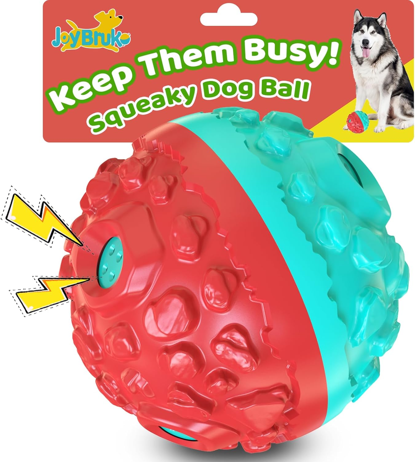 Joybruko Dog Ball for Aggressive Chewers - Interactive Dog Toy Balls Fun Squeaky Sound to Keep Them Busy, Durable for Small Medium Large Breeds, Rubber Pet Chew Toys, as Seen on TV, Black & Lake Blue