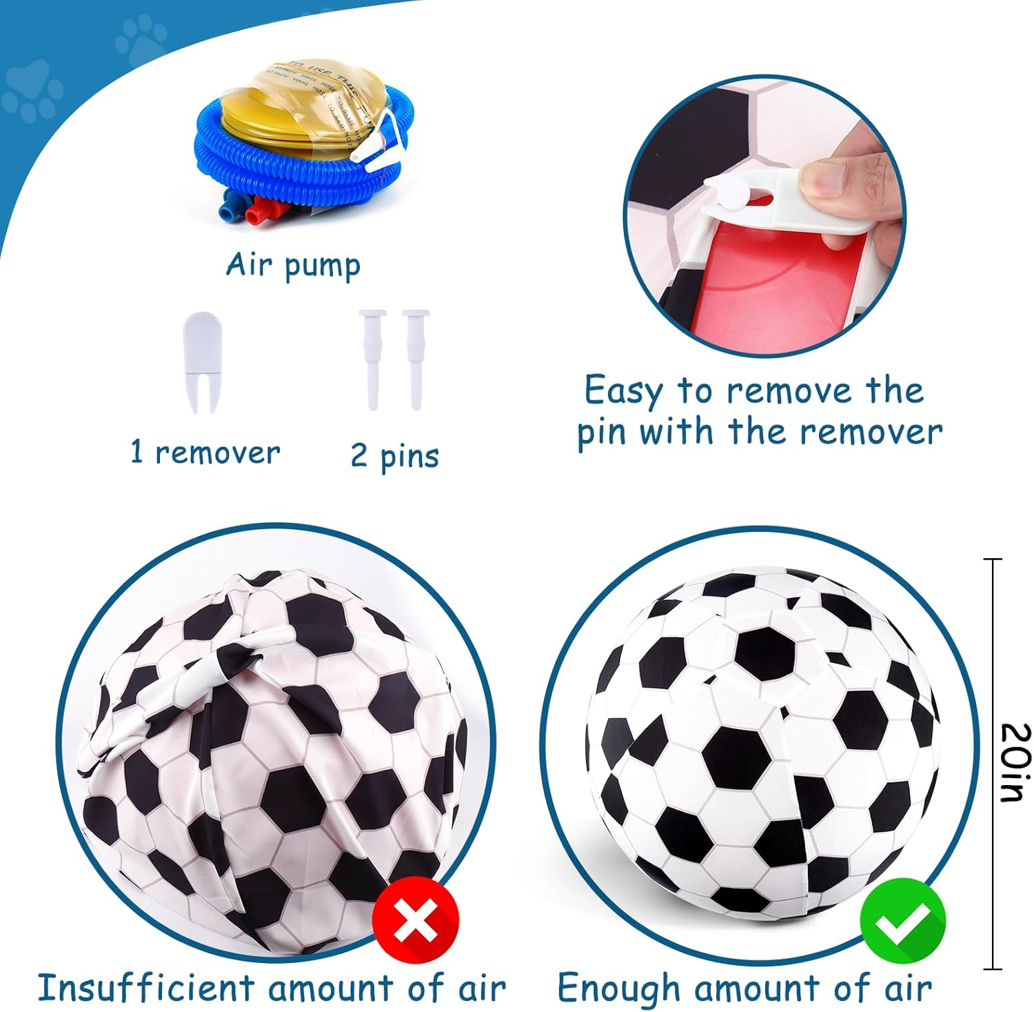 Juome Herding Ball for Dogs and Horses, 20" Large Dog Toy with Cover and Hand Pump for Play - 8" image number 5