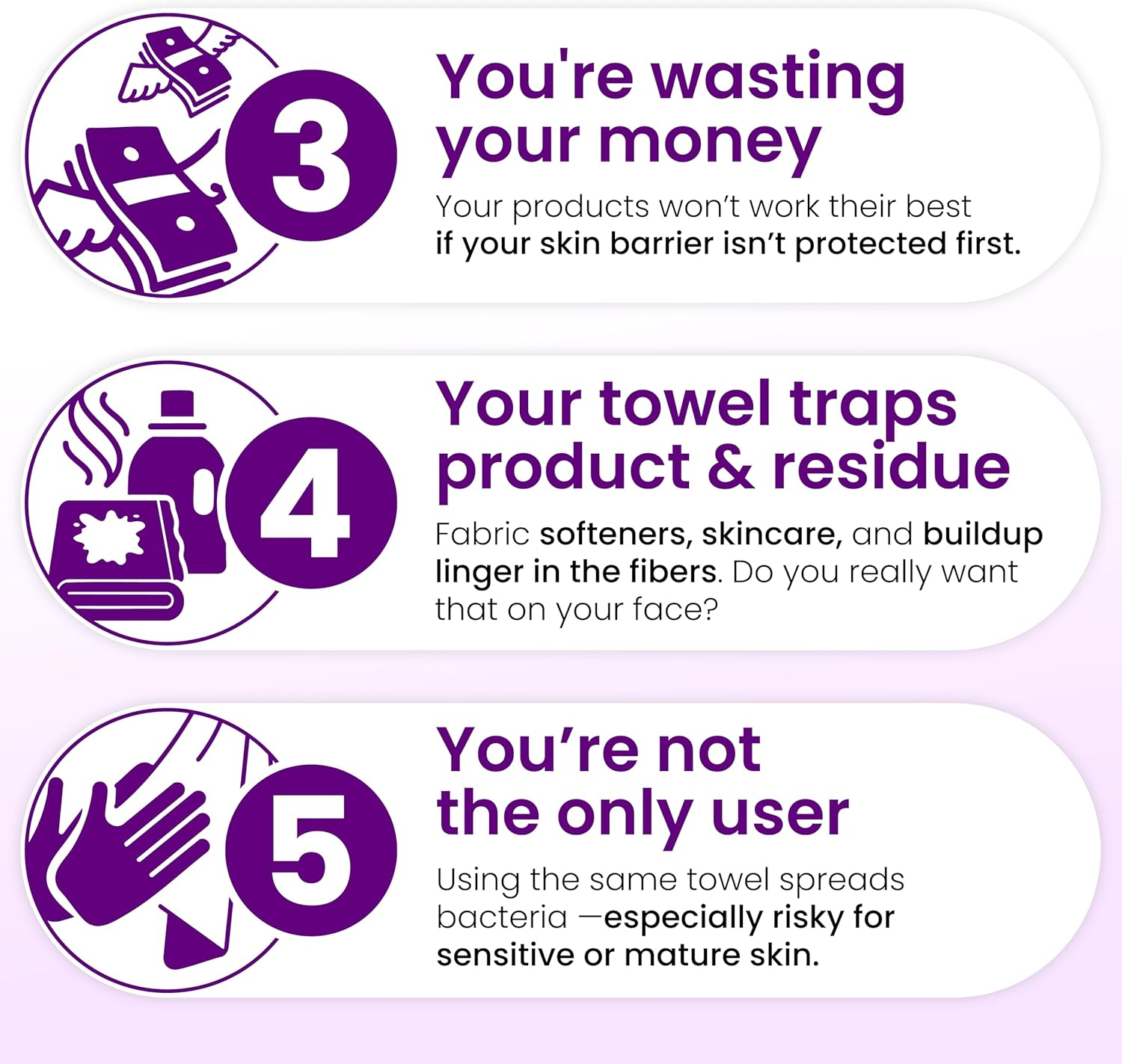 Clean Skin Club Healthy Aging Clean Towels&reg; XL, Smooths Fine Lines Wrinkles & Texture in 6 Weeks, Treated for Extra Softness, Disposable Face Towels, anti Aging Makeup Remover Dry Wipe, 50 Count image number 3