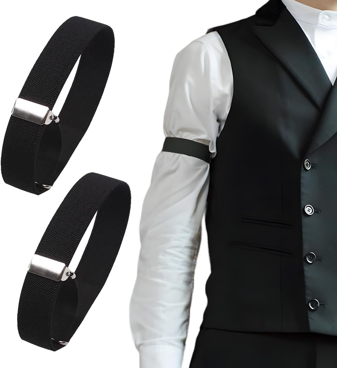 TORMEN Elastic Adjustable Armbands Shirt Garter Sleeve Holders Non-Slip Garters Adjustable Length for Men and Women
