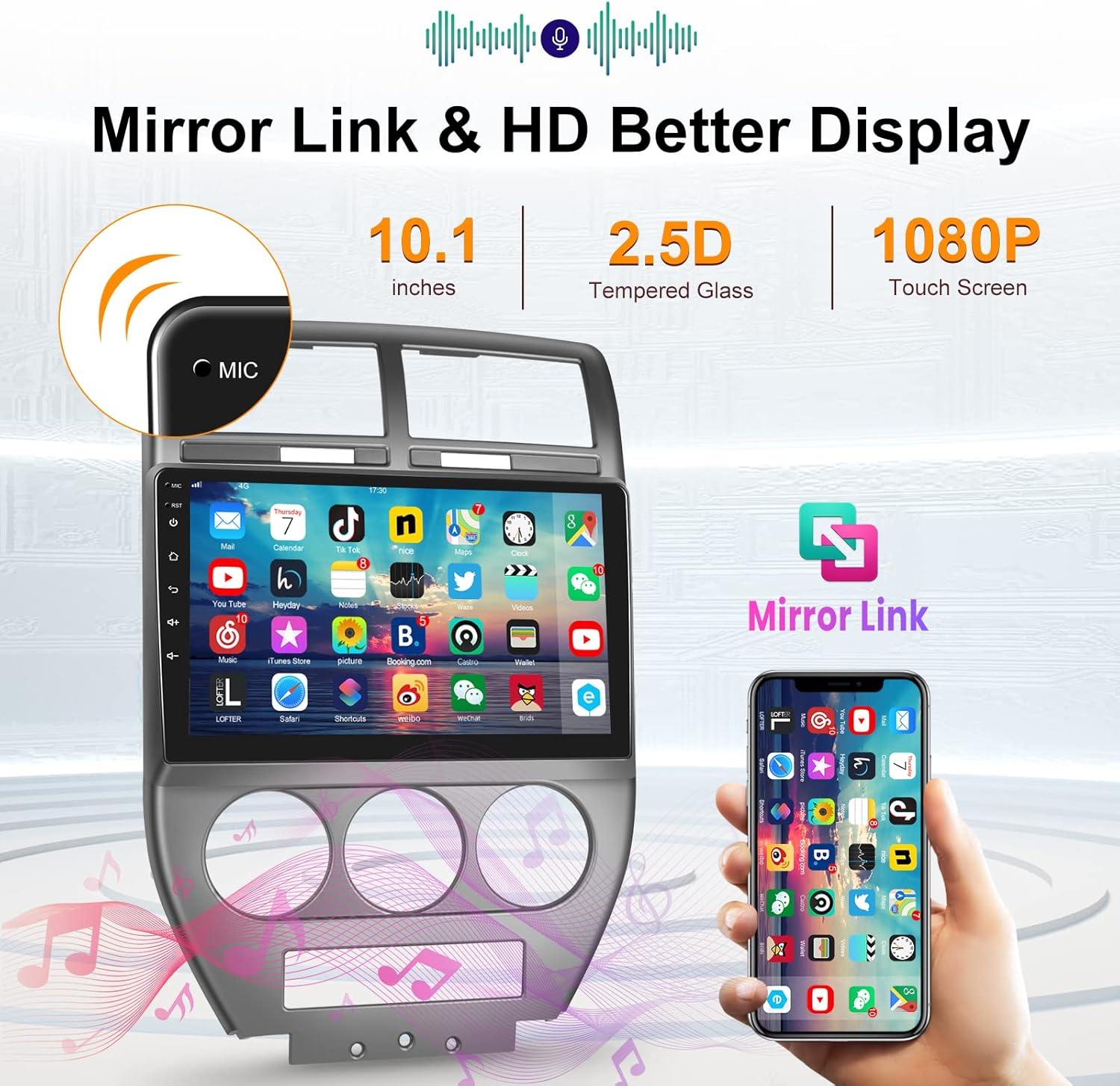 [2G+32G] Car Radio for Jeep Compass Patriot 2007 2008 2009, for Jeep Compass 2007-2009 Can Be Used with 10.1-Inch Stereo image number 1