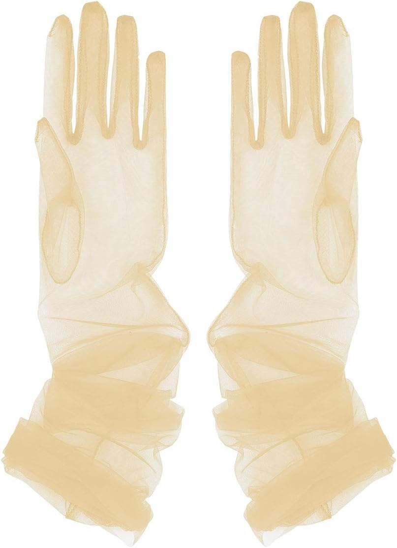 Aniler Women'S 27'' Long Tulle Gloves Sheer Bridal Gloves Opera Party Gloves Opera Christmas Costume Party Dance Gloves