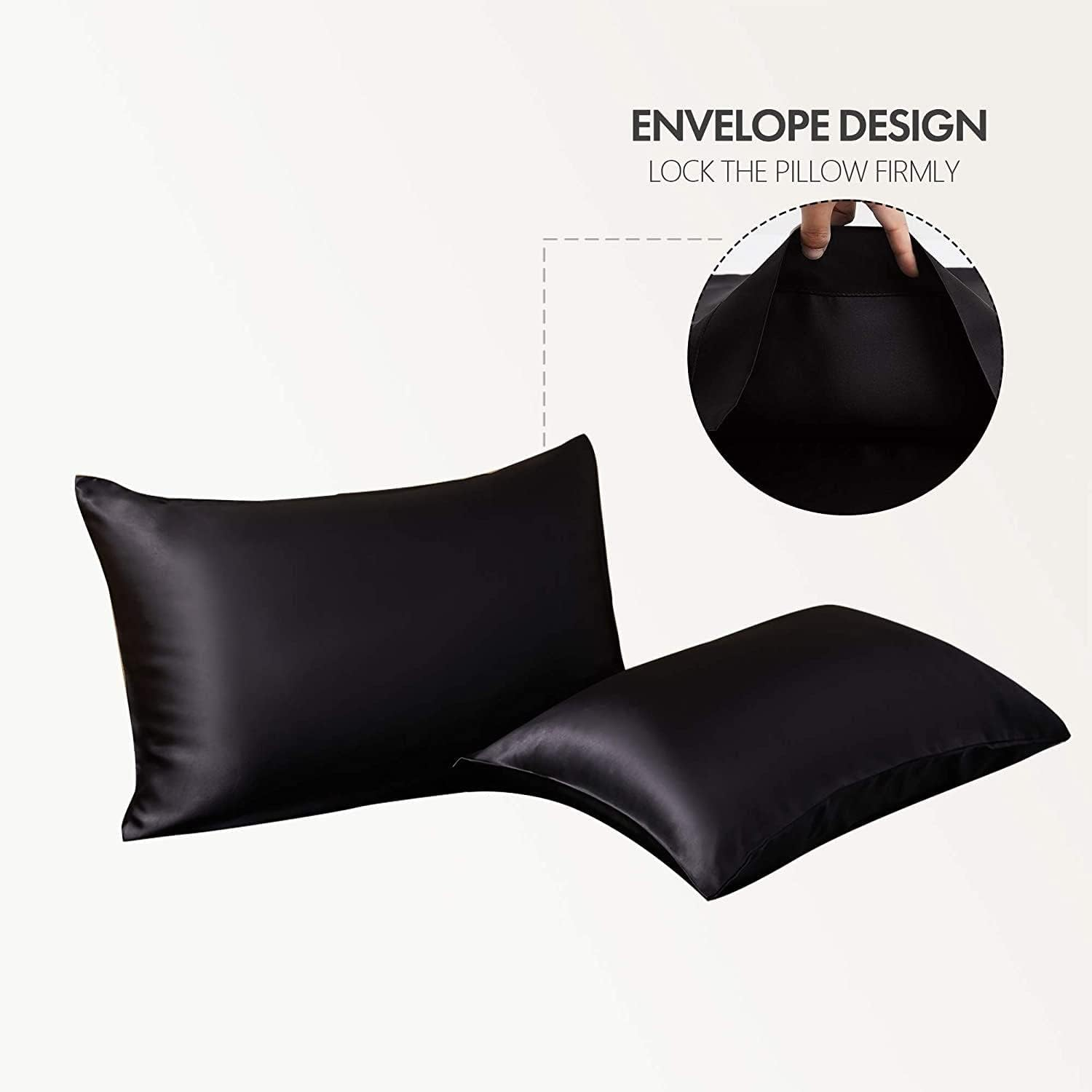 Forzzz 2000TC Art Silk Satin Queen Sheet Set Hotel 4 Pieces Fitted/Flat Sheet Bedding Set(Black,Queen) image number 3