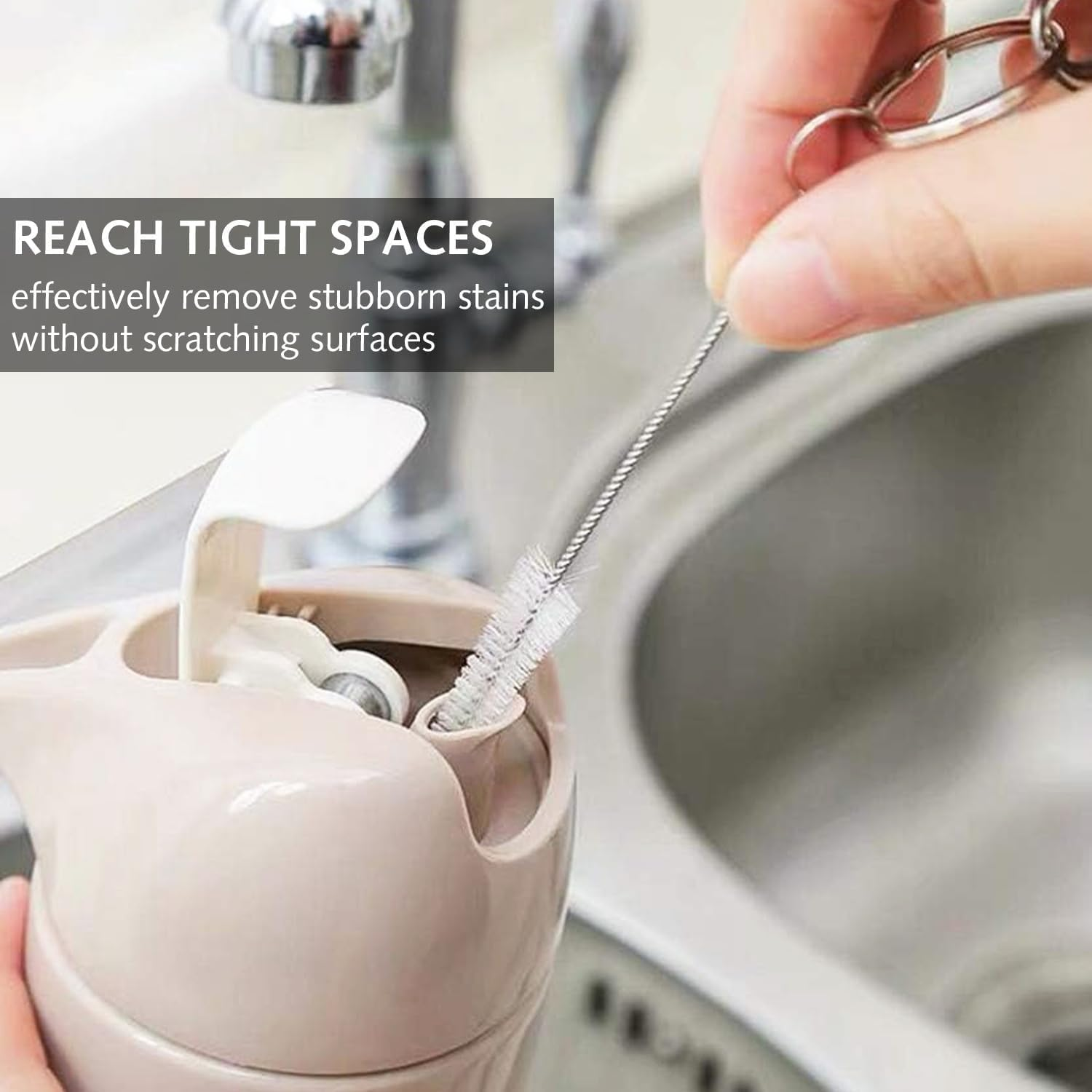 8 Pieces Small Bottle Brushes, Nylon Straw Cleaning Brush Set for Washing Narrow Neck Water Bottles, Glasses, Teapot Pourers (White) image number 1