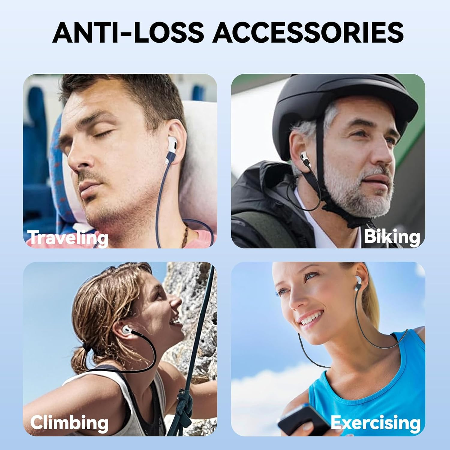 Magnetic Strap Compatible with Airpods 1/2/3/Pro, Anti-Lost Sports Lanyard, Adjustable Cord for Running, Workout & Daily Use, Wireless Charging Compatible Accessories (Black) image number 2