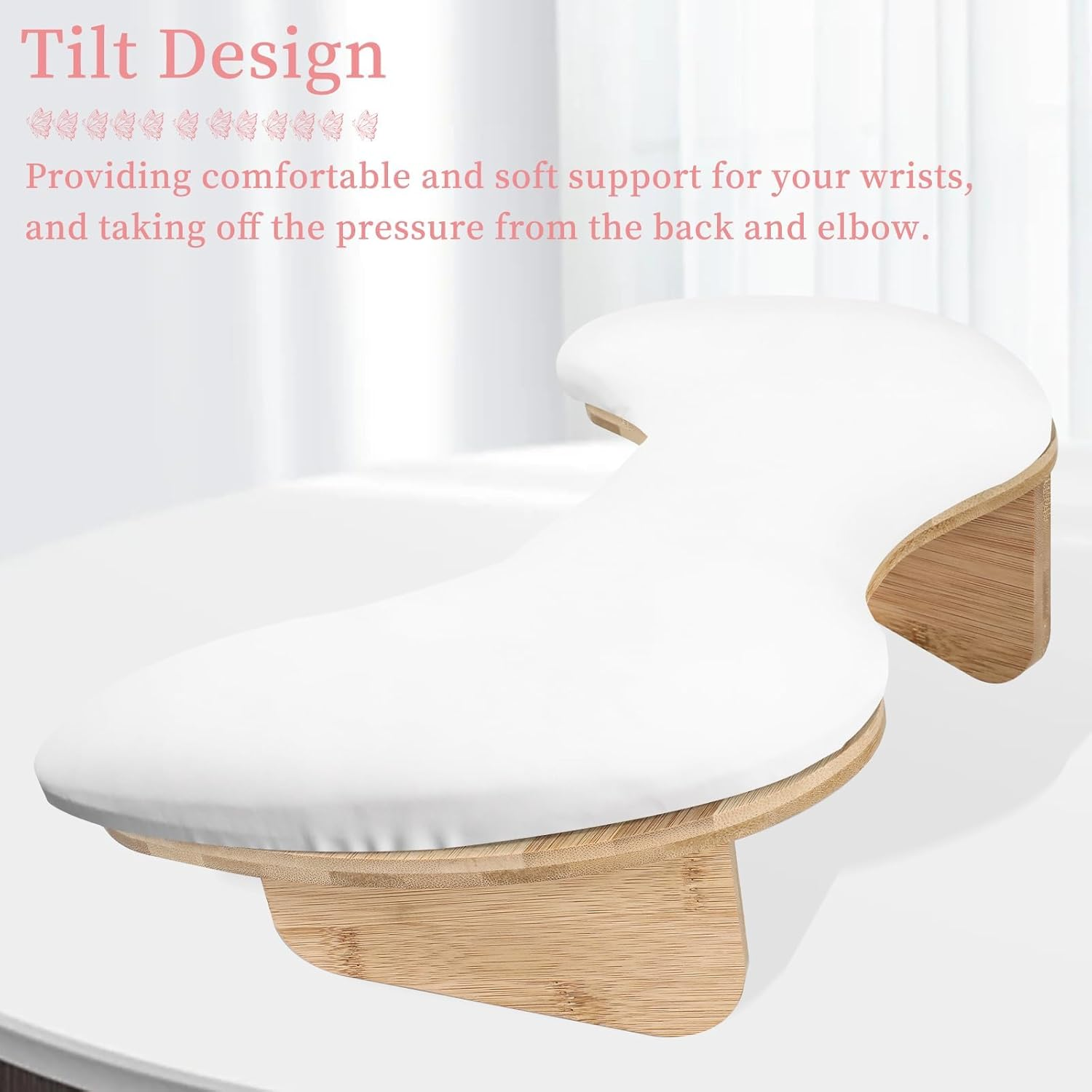 U-Shaped Arm Rest for Nails Tech, Nail Arm Rest with Detachable Brackets Microfiber PU Leather Manicure Hand Rest Pillow for Nail Tech Haves Manicure Tools (White) image number 1