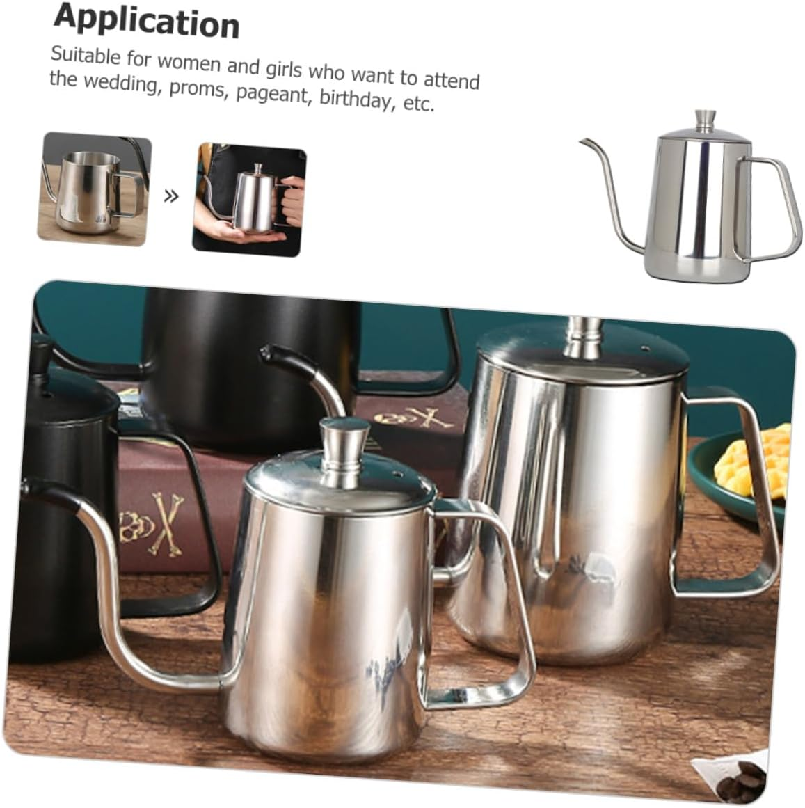 VERDANVERSE Stainless Steel Gooseneck Kettle with Long Spout for Coffee Drip Brewing and Tea Induction Compatible Office Coffee Pot with Ergonomic Handle and Heat Resistant Base image number 4