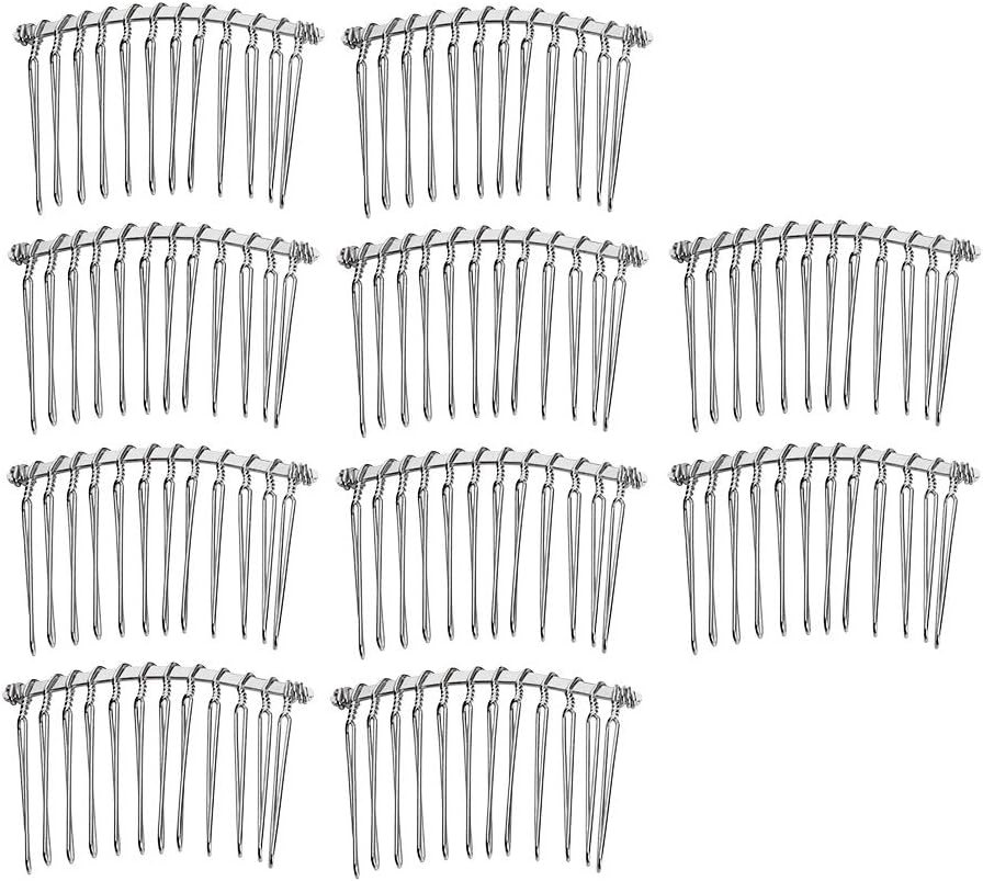 Baosity 10X Metal Plain Hair Combs Slides Side Combs for DIY Women Hair Accessories - Silver, as Described image number 6