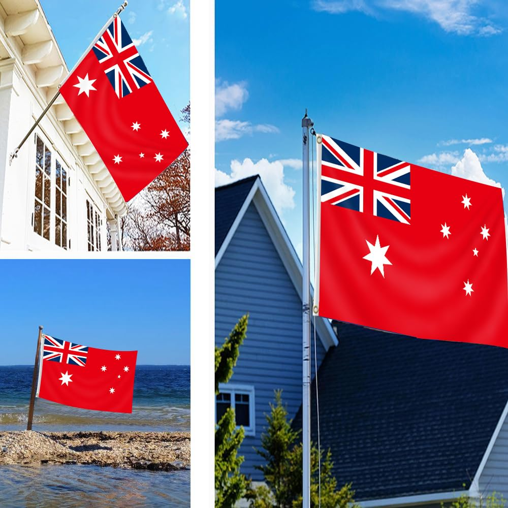 3&times;5 FT Large Australia Red Ensign Flag, 90&times;150 CM Big 100D Australian Outdoor Banner,Tiny Doube Side Printing Decor for Patio Garden with Brass Gromment image number 3