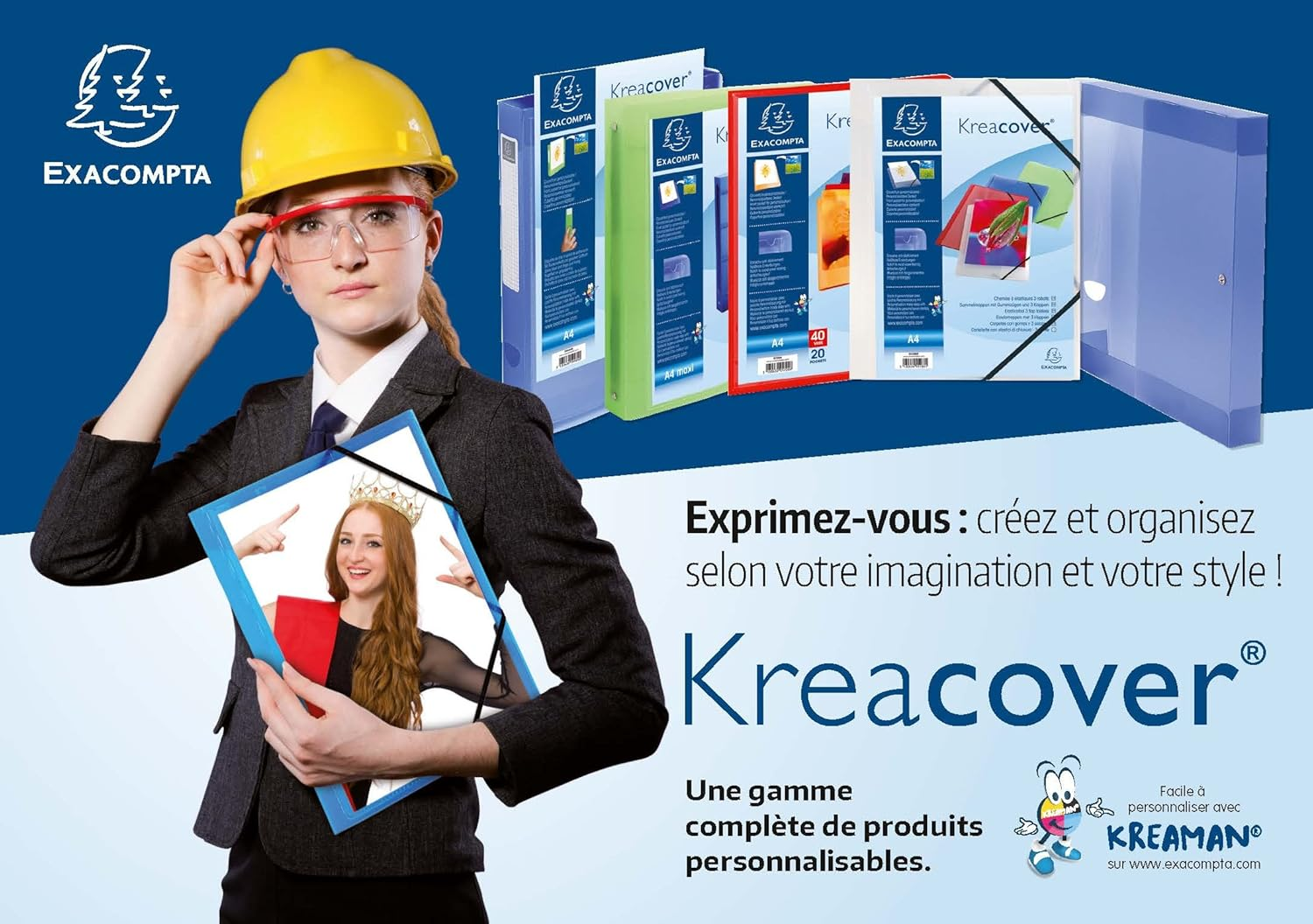 Exacompta Kreacover 53945E Presentation Folder Plastic Cover Outer and inside 8 Cm Wide DIN A4 with 2 Pockets Ideal for Offer and Company Presentation White image number 3