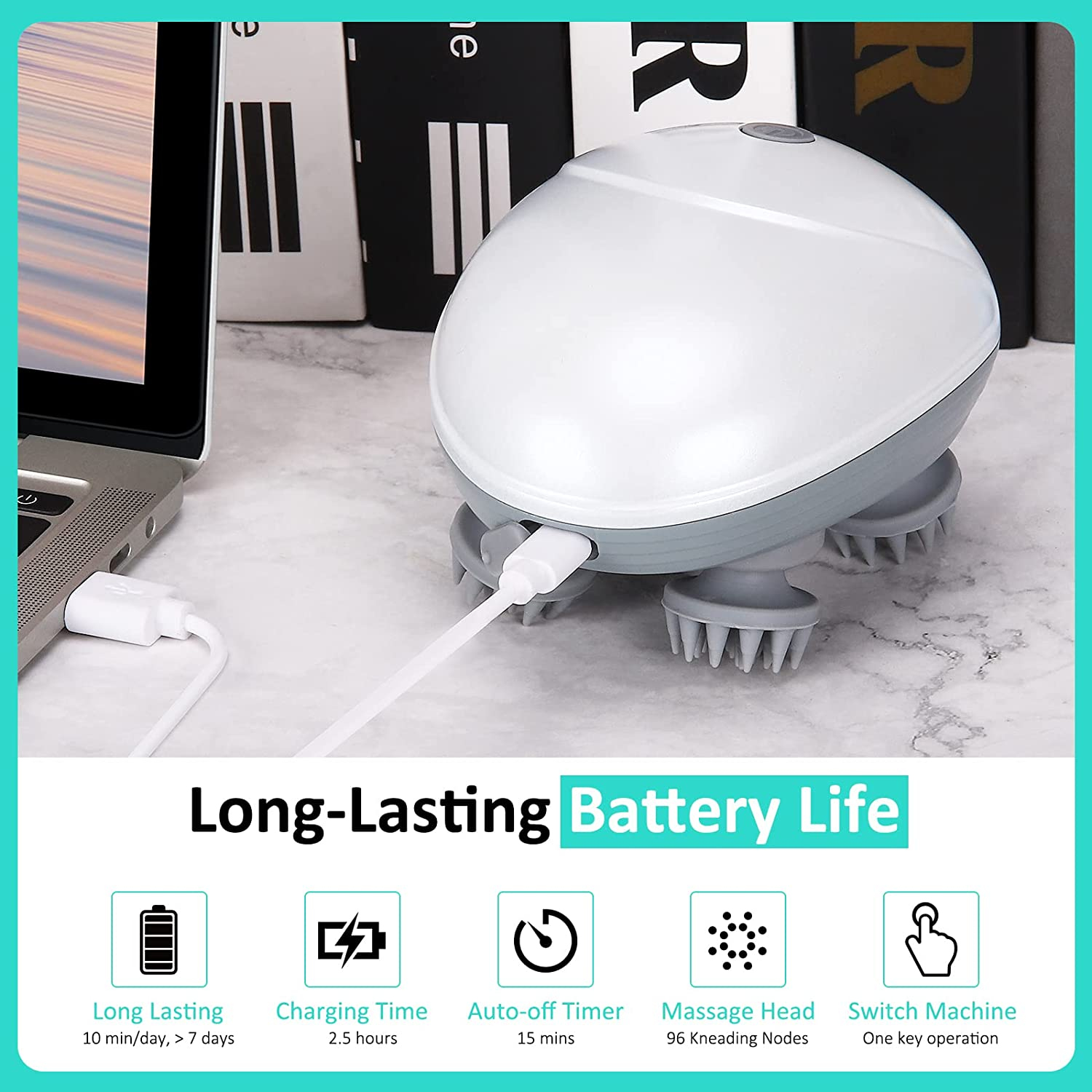 Electric Pet Massager for Dogs and Cats, Cordless Handheld Tool with 4 Massage Heads and 96 Massage Nodes, Back Scratcher for Relieving Tension, Tight Muscles, and Stiffness image number 1