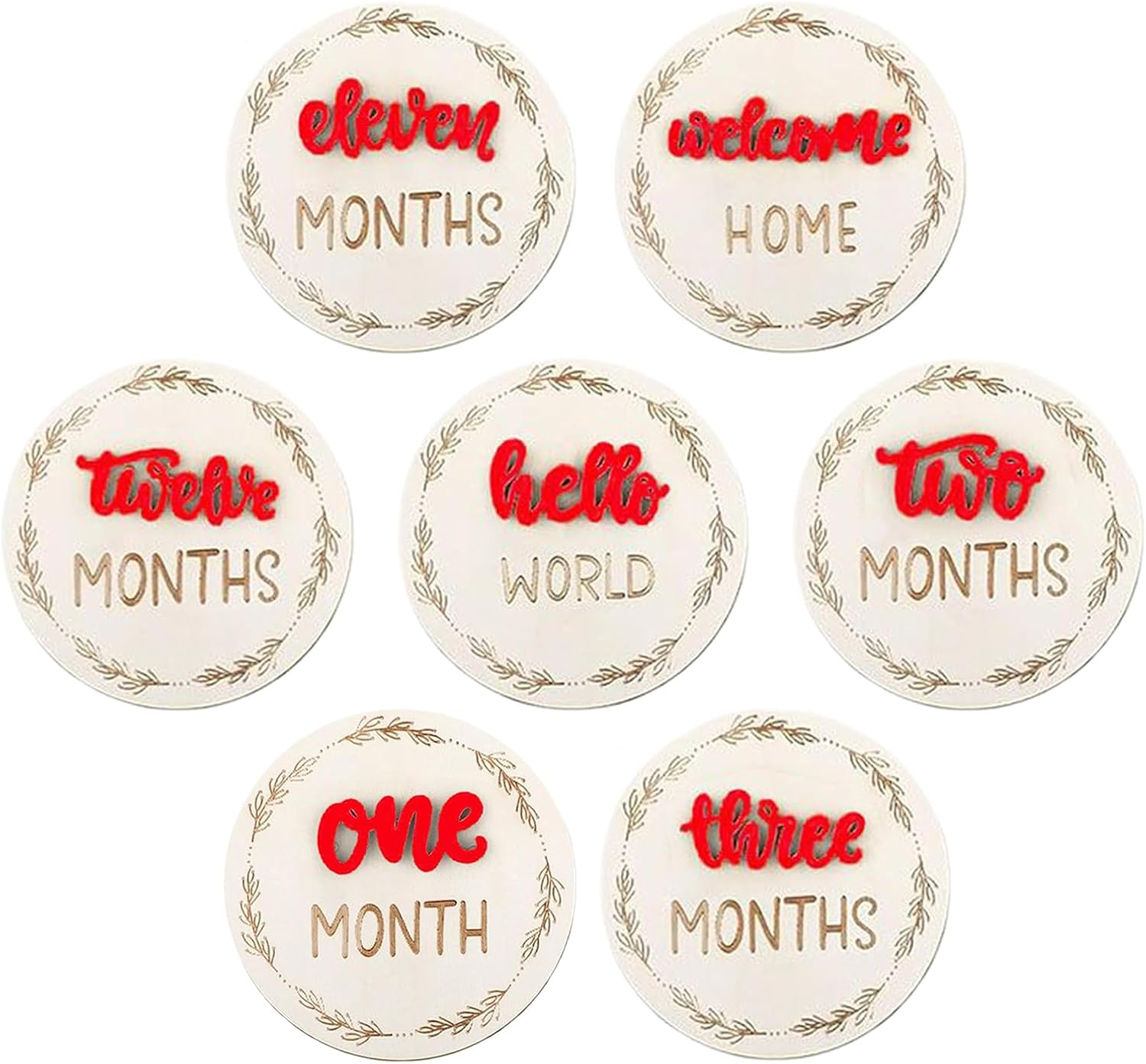 Baby Monthly Announcement Card, Double Sided 3D Baby Picture Signs - Decorative Month Marker Discs Home Decor for Wall Nursery Photography
