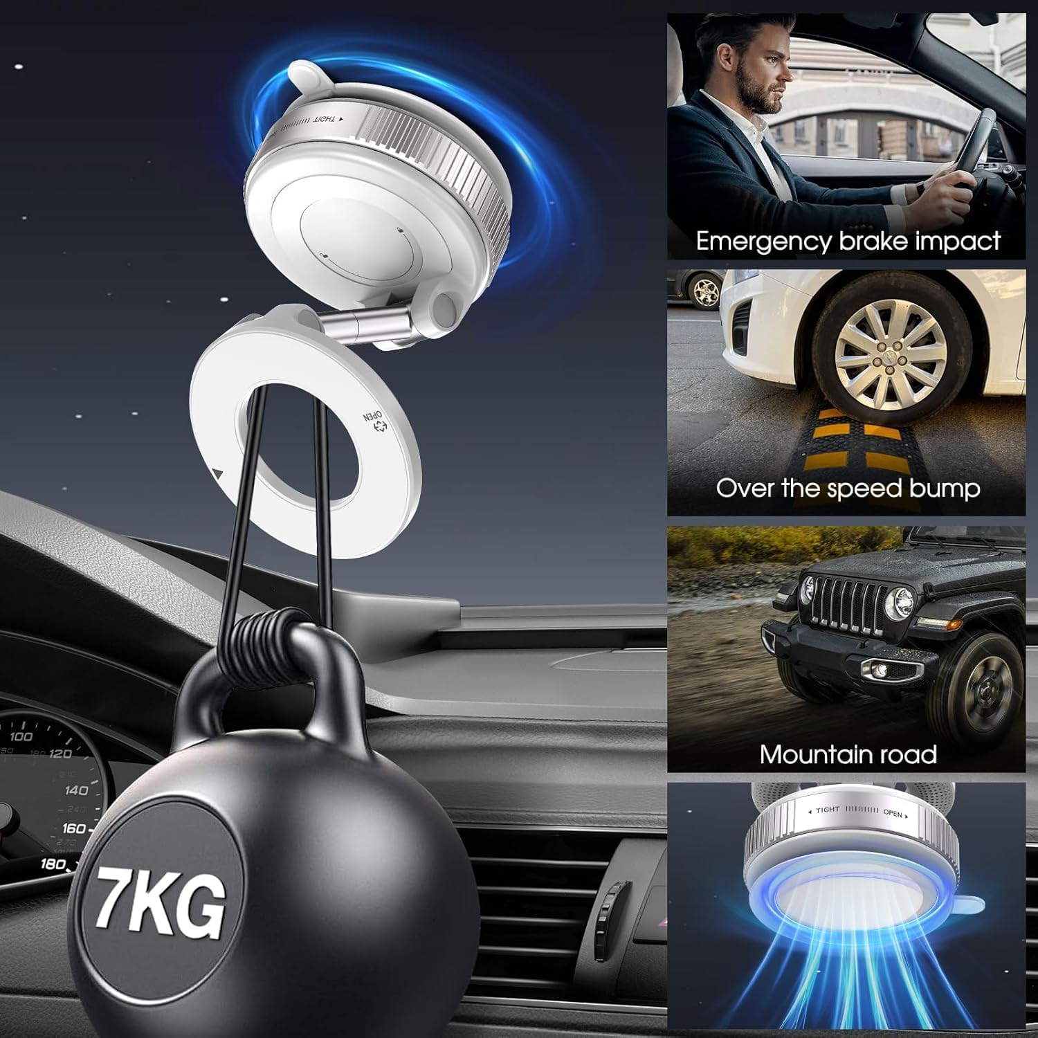 Telfun Vacuum Magnetic Suction Phone Holder, Foldable and Retractable Hands-Free Suction Cup Phone Mount for Car/Gym/Mirror/Smooth Surface, Compatible with Iphone Android and All Smartphones image number 2