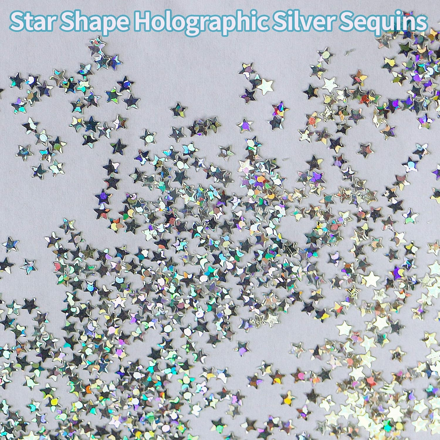 Art Craft Glitter, 3Mm Star Shaped Holographic Chunky Flakes Sequins for Slime, Nail Art,Tumblers, Resin Craft, Festival Party - 0.35Oz (10G) (Laser Silver) image number 6