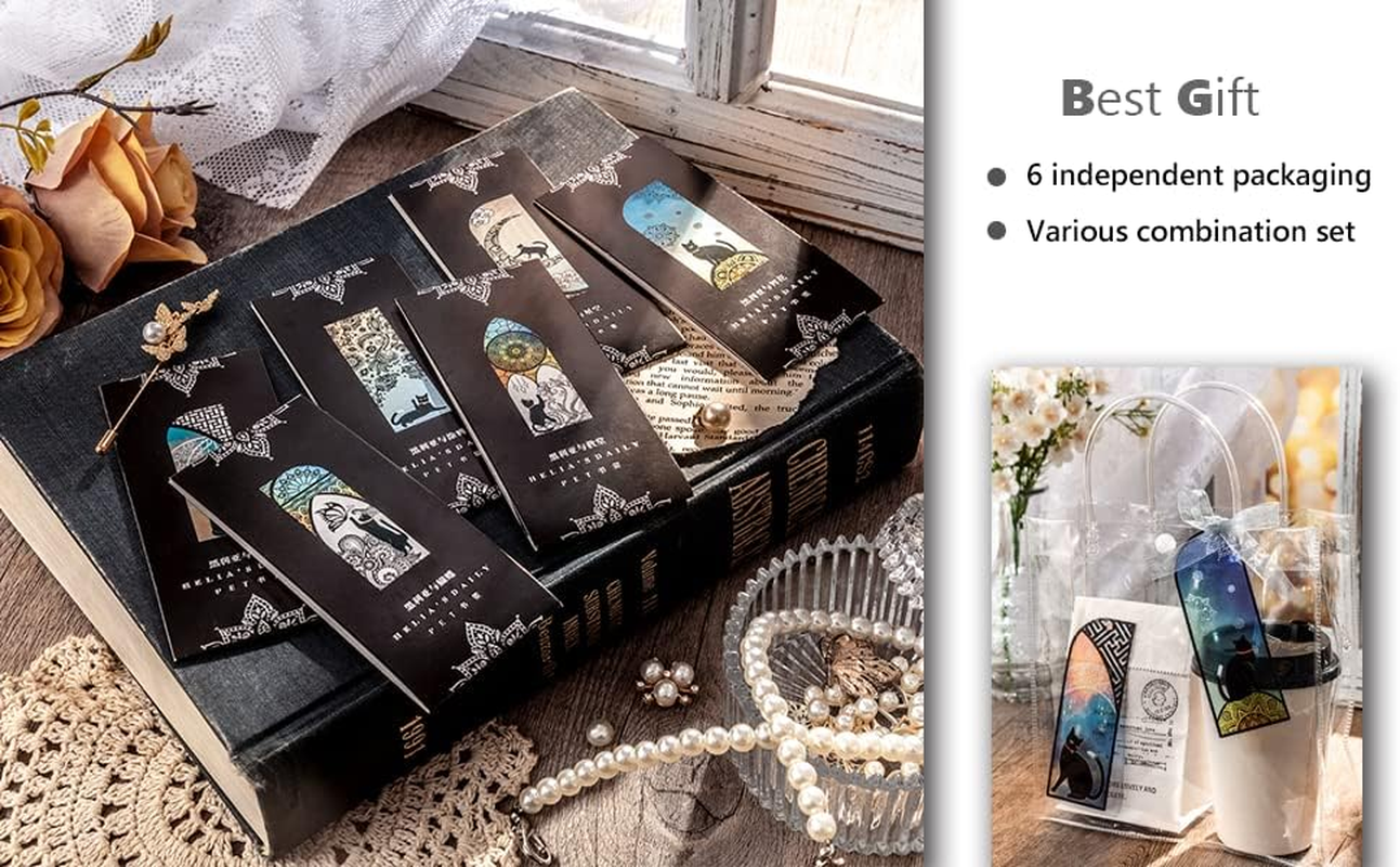 DEARART Lucky Cats Bookmark Three Picture (Six Pcs) Bookmarks Page Markers Book Markers Cute Bookmarks for Women Teacher Gifts, Set-2 image number 6
