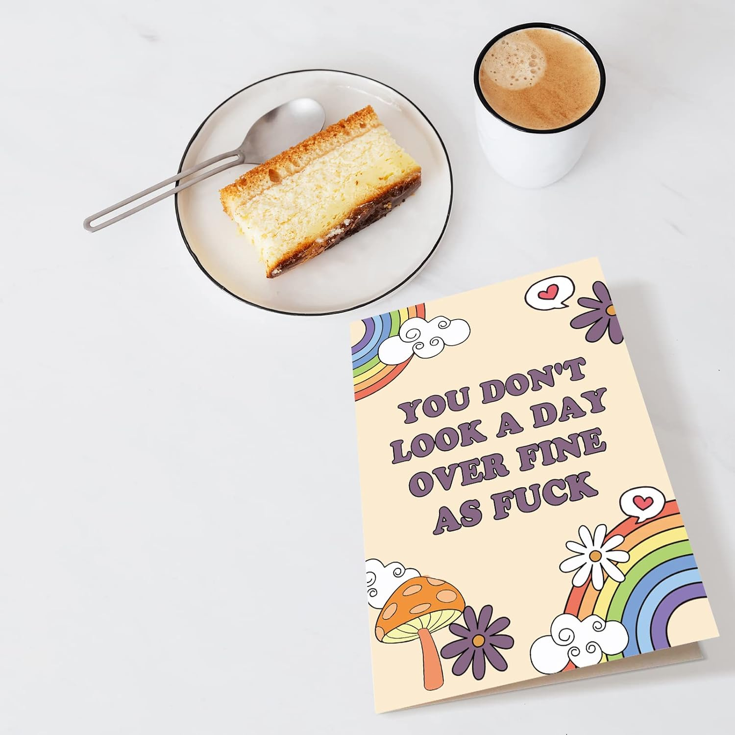Chenive Funny Birthday Card for Her, Happy Birthday Card for Wife Girlfriend, Rainbows Bday Greeting Card for Friend Bestie, You Don'T Look a Day over Fine as F*Ck, 20.5Cm X 13.5Cm image number 6