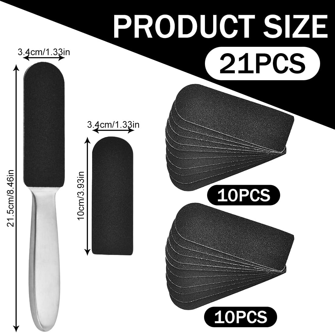 MIRKUZI Rasp Files for Foot Care, 1 Foot File with 20 Refills for Pedicure Files, Stainless Steel Foot File with Replacement Sandpaper, Stainless Steel Callus Remover for Dry Skin image number 5