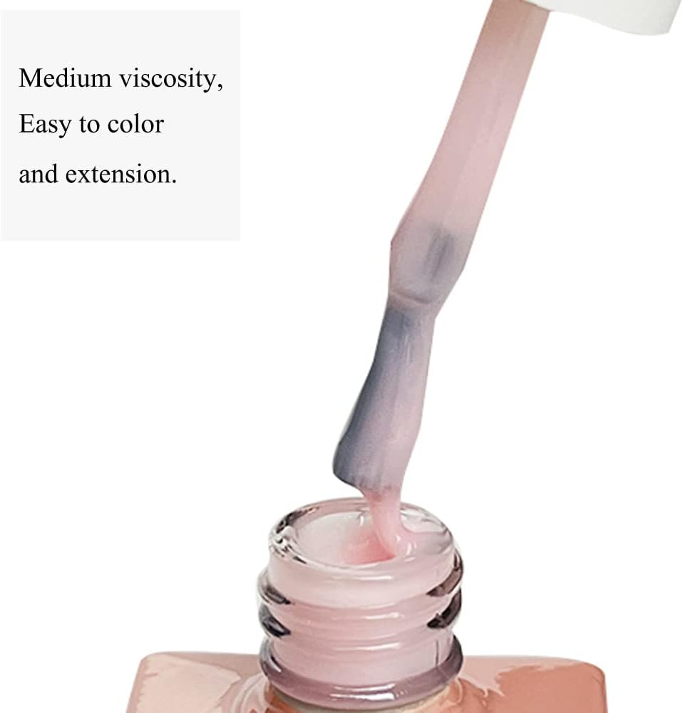 FZANEST Milky Pink Gel Nail Polish, Builder Rubber Base Gel for Nails Strengthener Extension Building Aprex Natural Nails Brush on Builder in a Bottle UV LED image number 5