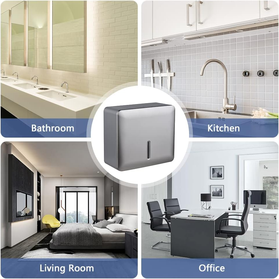 Domary Wall Mount Paper Towel Dispenser Multifold Hand Towel Tissue Holder with Key Lock for Bathroom Kitchen Bedroom - White image number 4