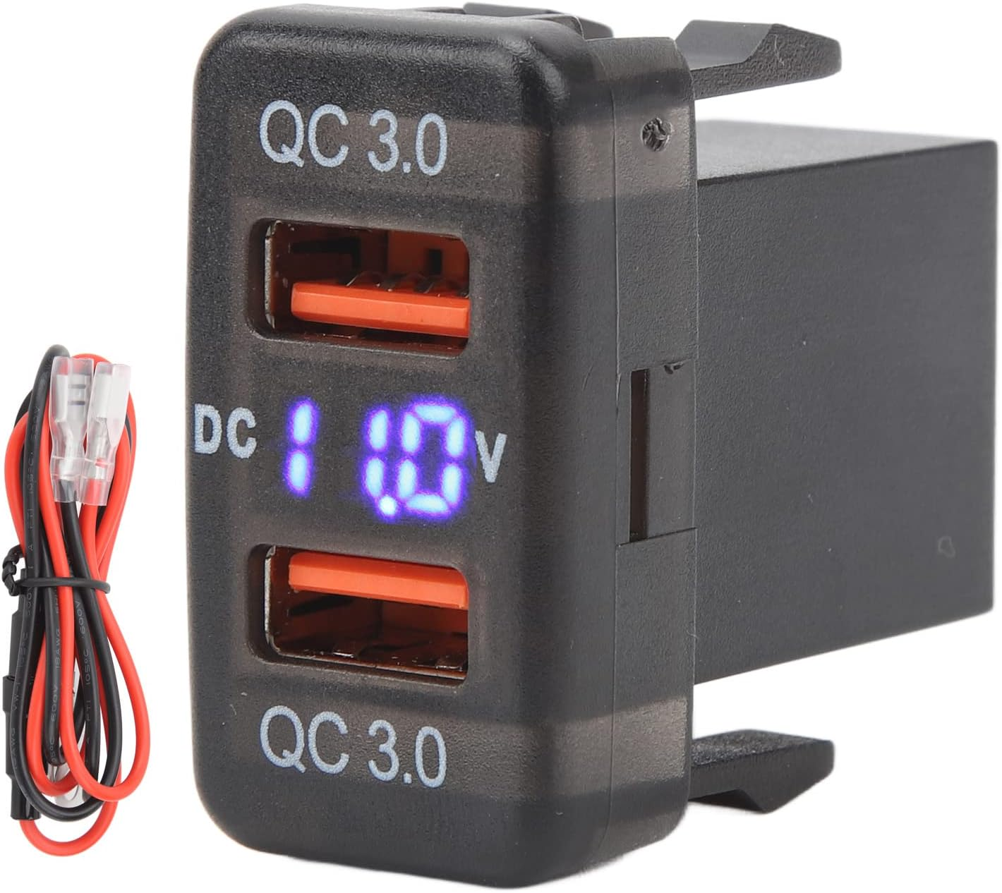 Dual USB Port Socket Car Power Adapter Overheat Proof LED Indicator QC3.0 Fast Charge DC 12V-24V for Hilux (1.57X0.87 Inch) image number 2